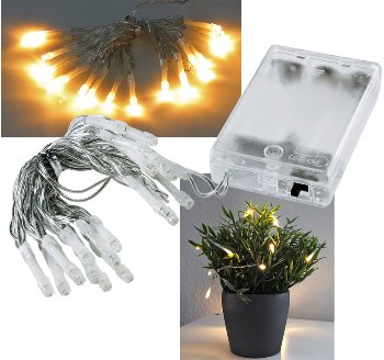 LED Batterie-Lichterkette "CT-BK20" 2m, warmweiß, transp. Kabel, 20 LEDs LED Batterie-Lichterkette "CT-BK20" 2m, warmweiß, transp. Kabel, 20 LEDs