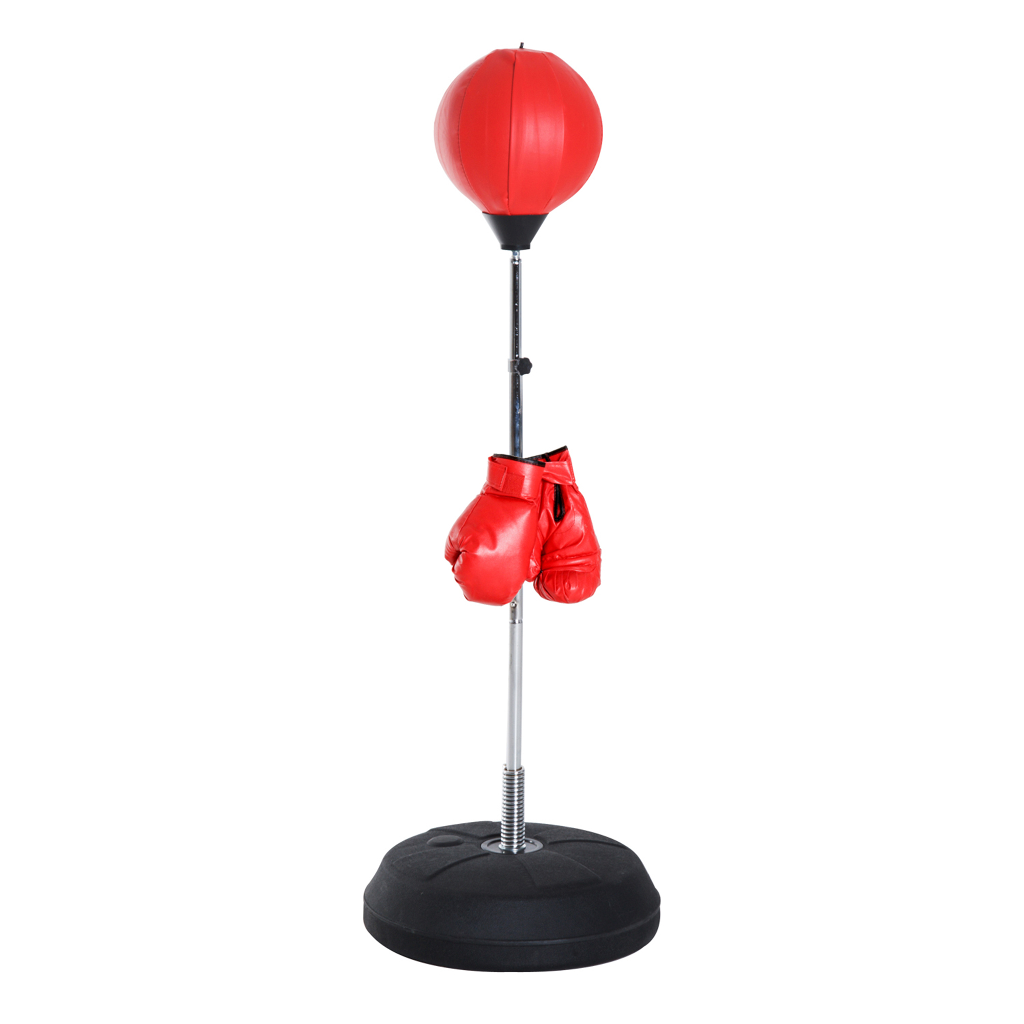 Box-Set mit Punchingball, höhenverstellbar, inkl, Boxhandschuhe, 126-144cm, Rot