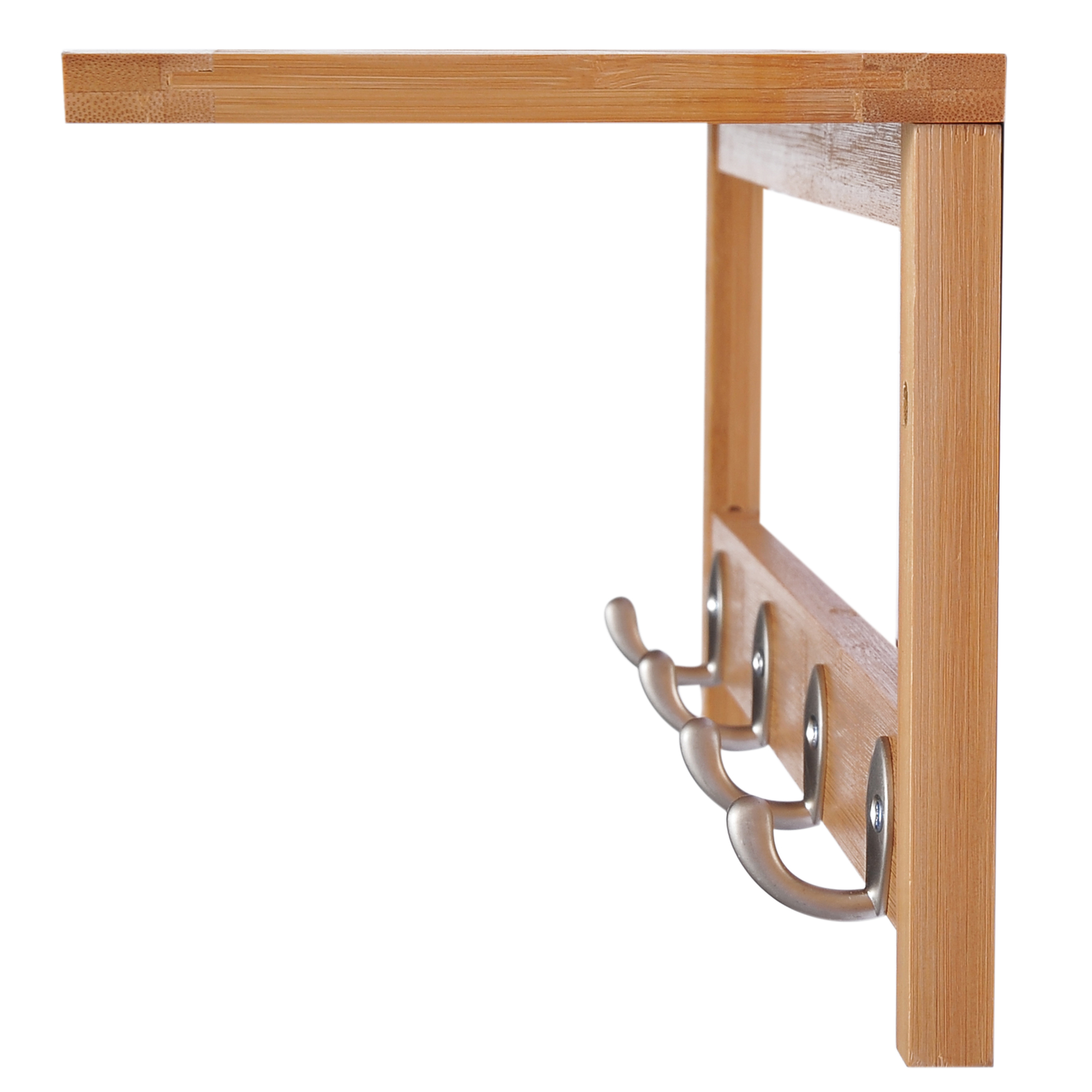 Wandgarderobe Garderobe mit Haken Wandmontage platzsparend 5 kg belastbar, 50 x 16 x 17,5 cm Naturholz