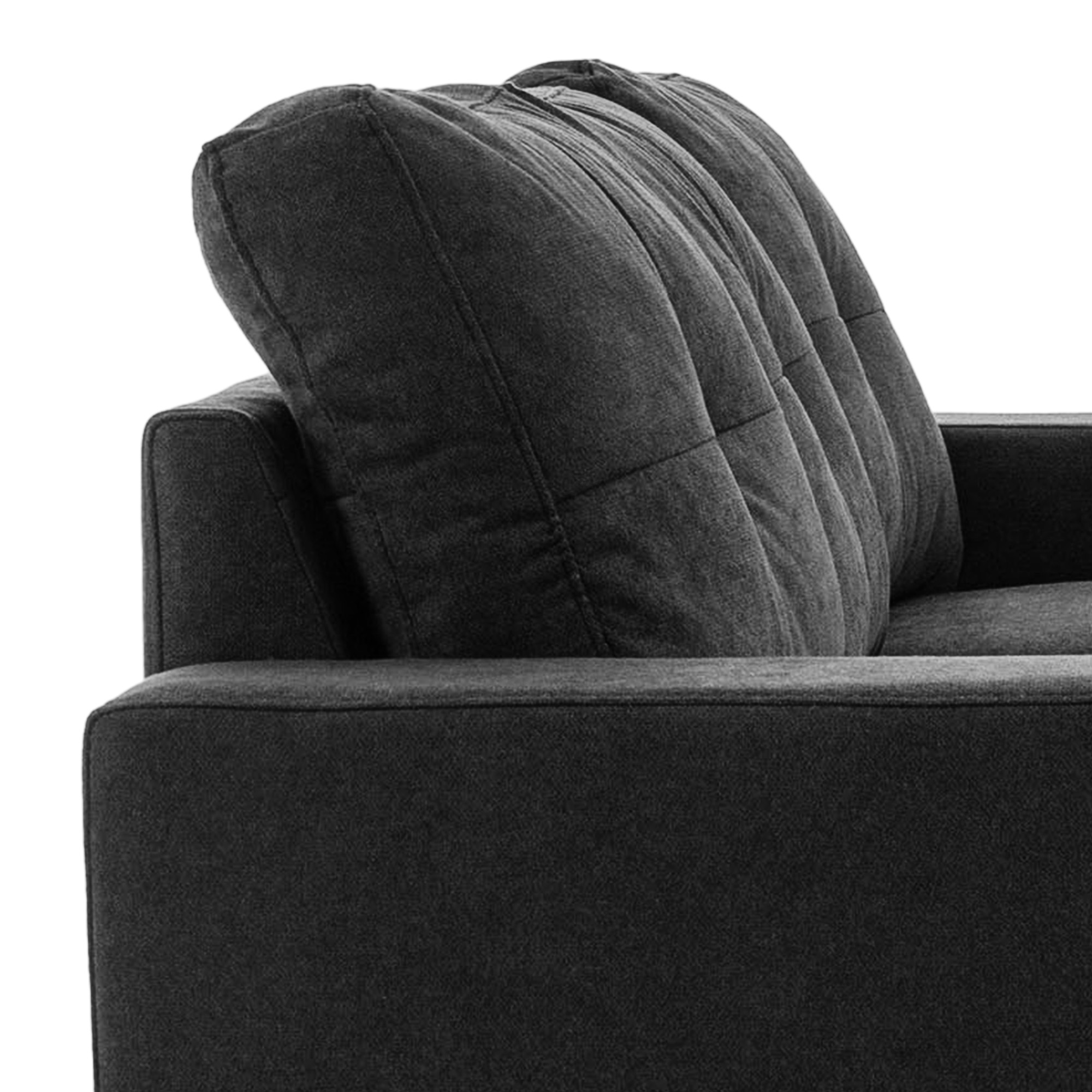 3-Sitzer-Sofa Sofa Couch Ecksofa, mit Chaiselongue, Knopfheftung, 193 x136 x 85 cm, Schwarz