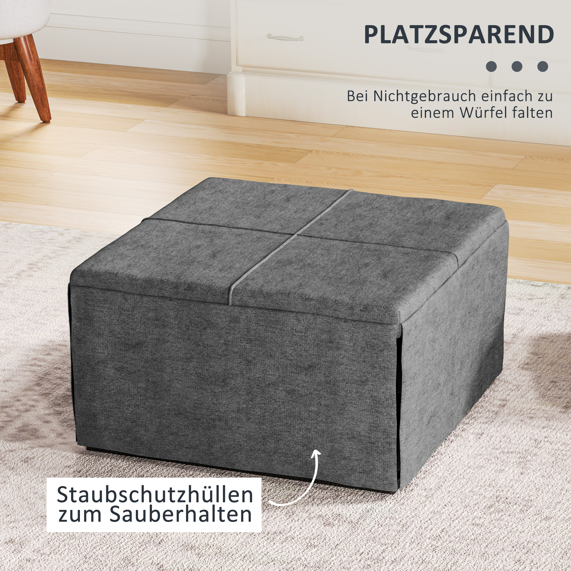 Klappbett, mit Matratze und Schutzabdeckung, 190 x 69 x 38,5 cm, Grau