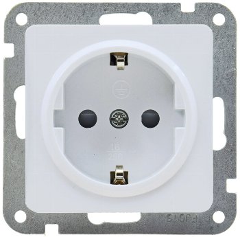 DELPHI Schutzkontakt-Steckdose, 250V~/ 16A, inkl. Rahmen, UP, weiß