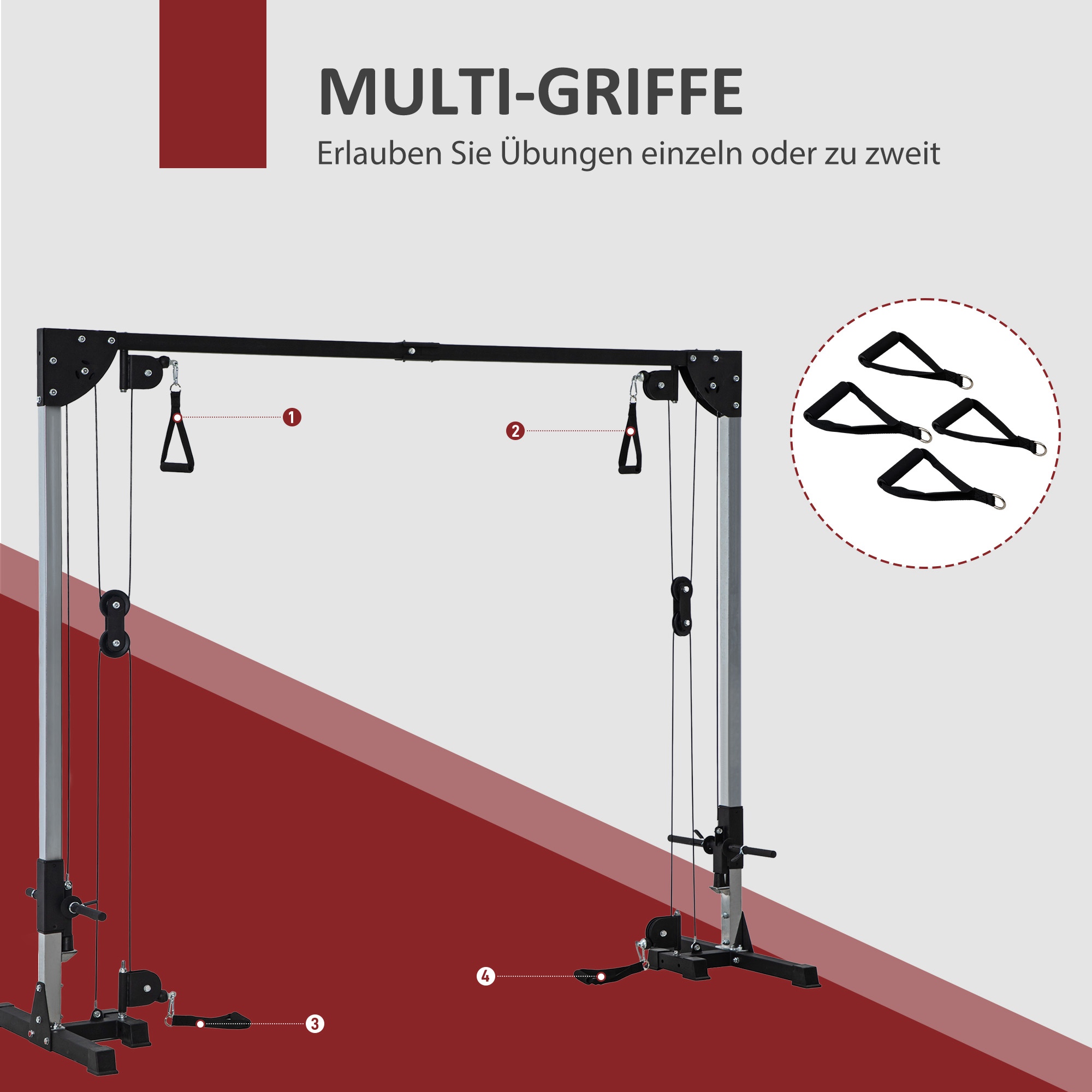 Crossover-Fitnessgestell, Kabelzugsystem, für 1 oder 2 Personen, Stahl, Kunststoff, Schwarz