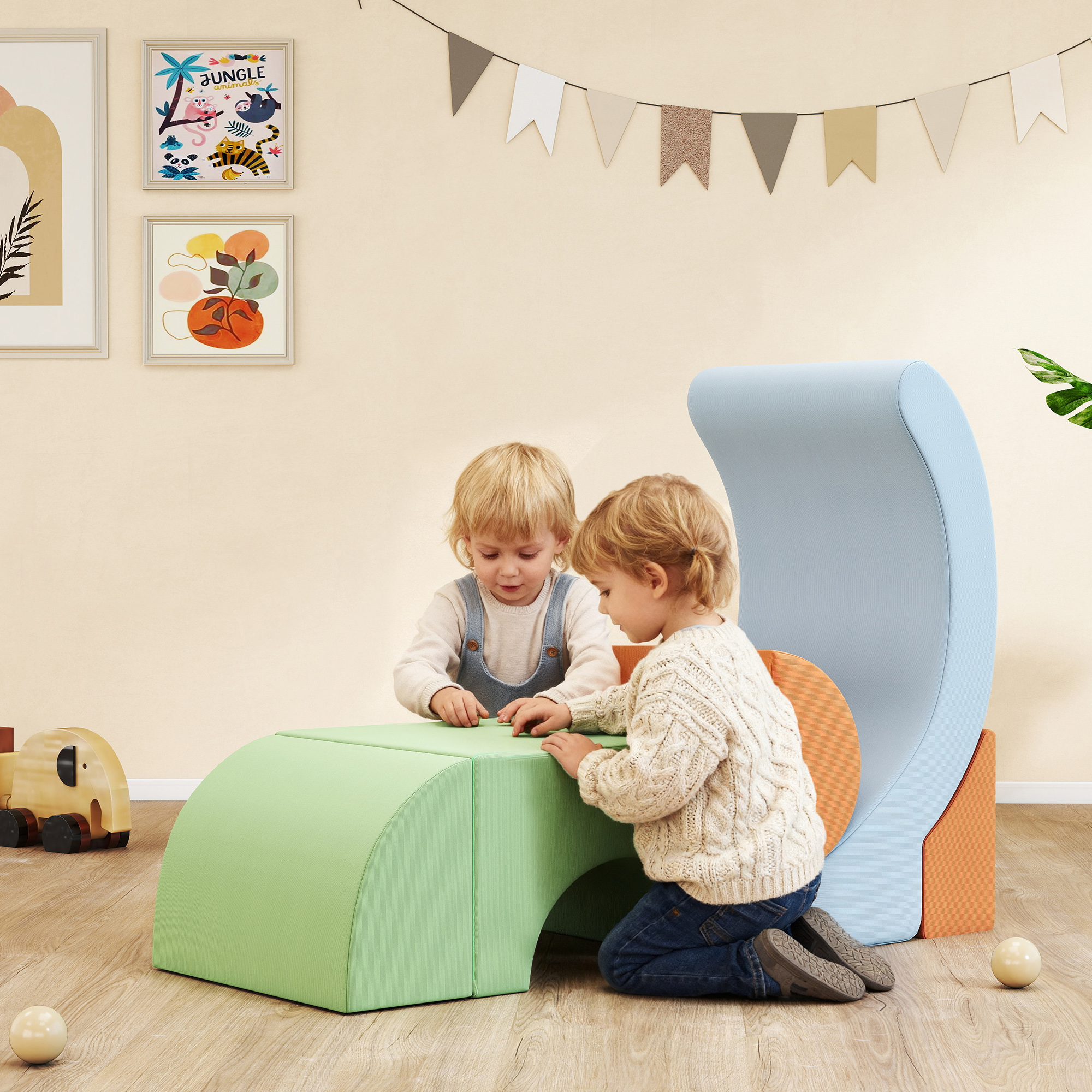 5-teiliges Softbaustein-Set für Kleinkinder, zum Klettern, Krabbeln, Bauen, leichtes Gewicht, Cord, Schaumstoff, Bunt