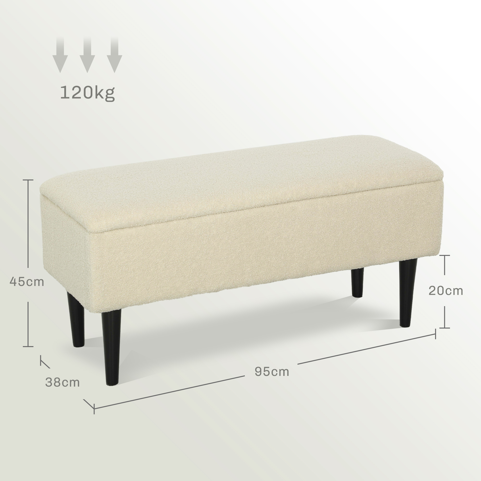 Sitzbank im Vintagedesign, Schuhbank, versteckter Stauraum, Kaschmir-Optik, Beige + Schwarz