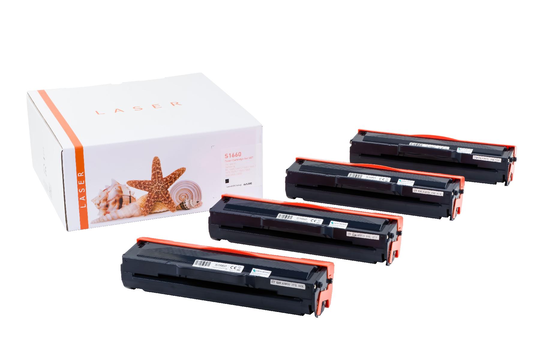 4er Set ML1660 alternativ Toner schwarz für Samsung / MLTD1042S / 4x1.500 Seiten
