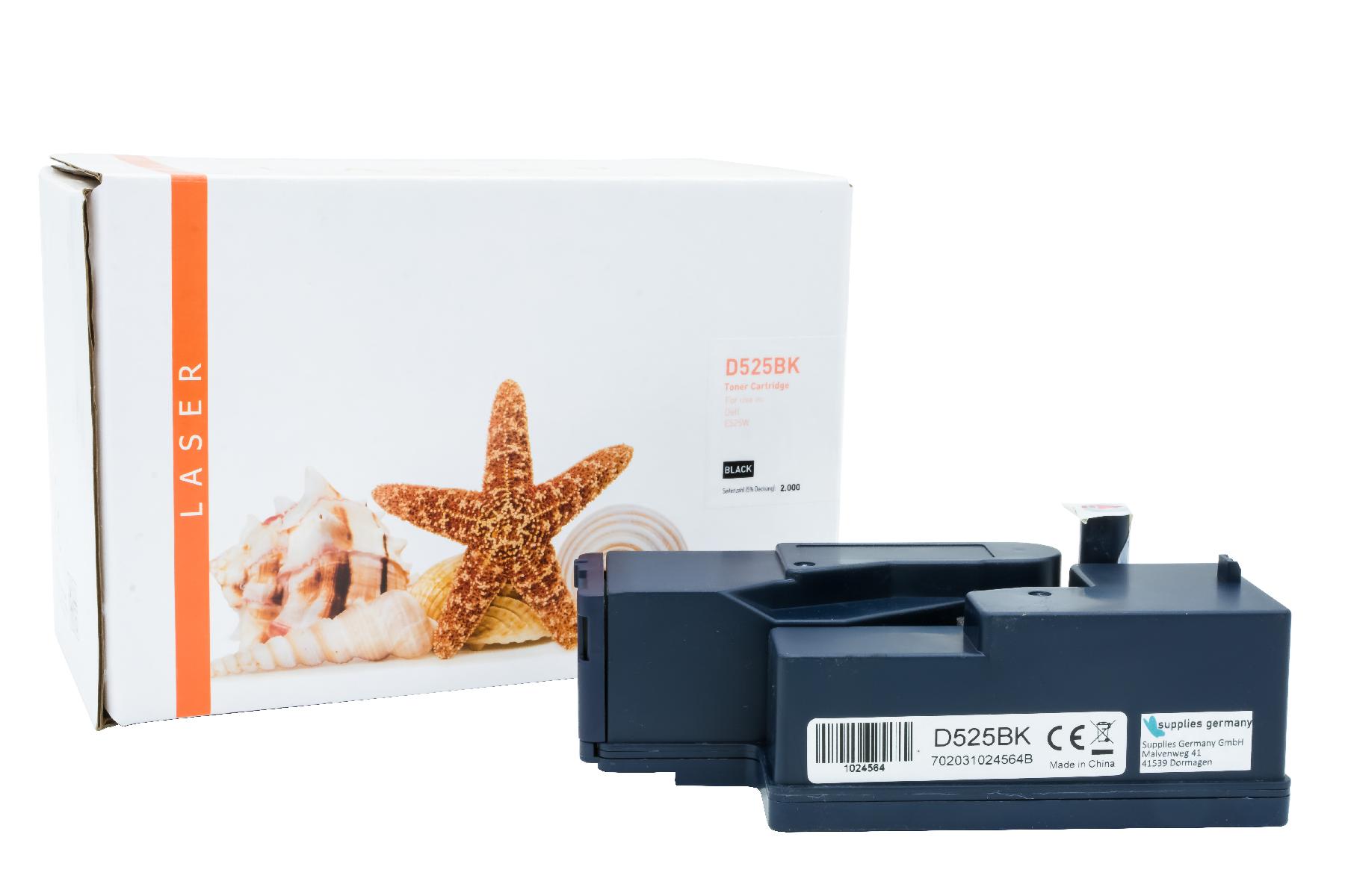 DELLE525BK alternativ Toner black für Dell / H3M8P / 2.000 Seiten