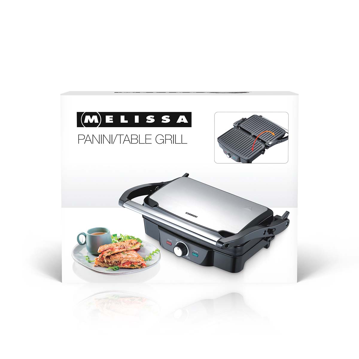 Panini / Tischgrill 1600W schwarz / Gehäuse aus Edelstahl