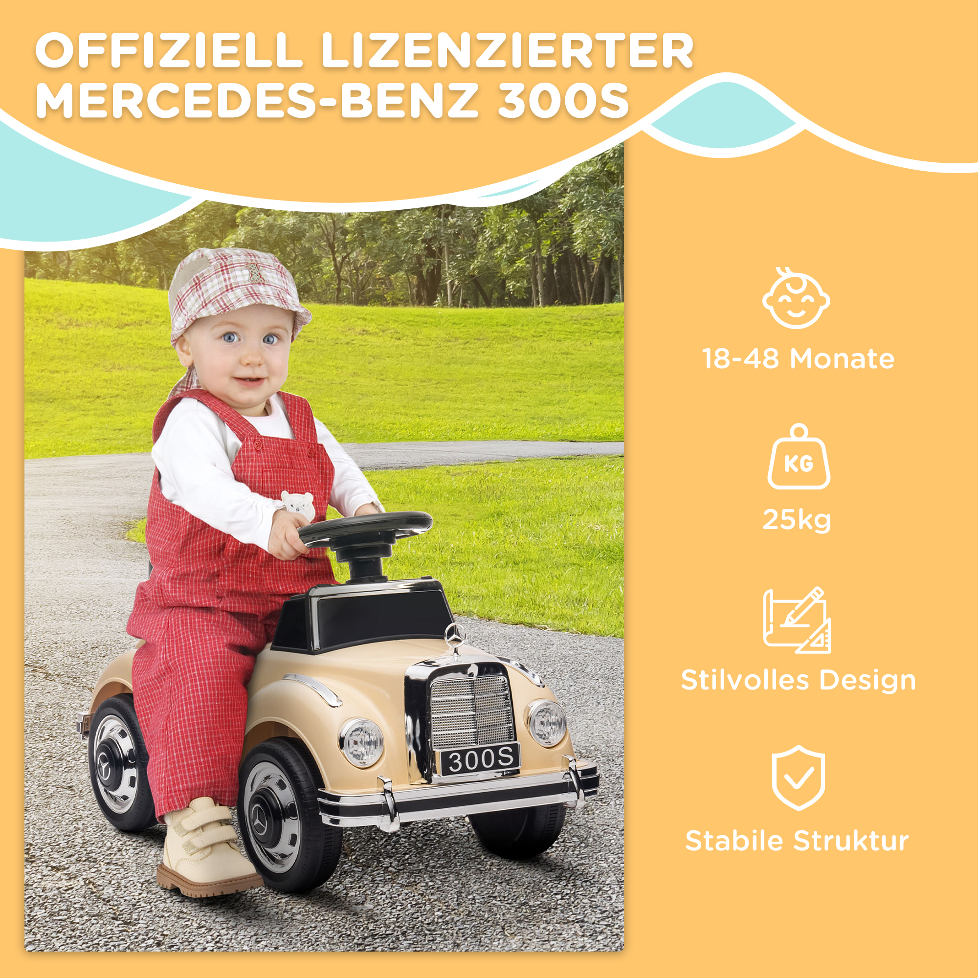 Rutscher Kinderauto Mercedes Benz Design 300 S Design, Beige
