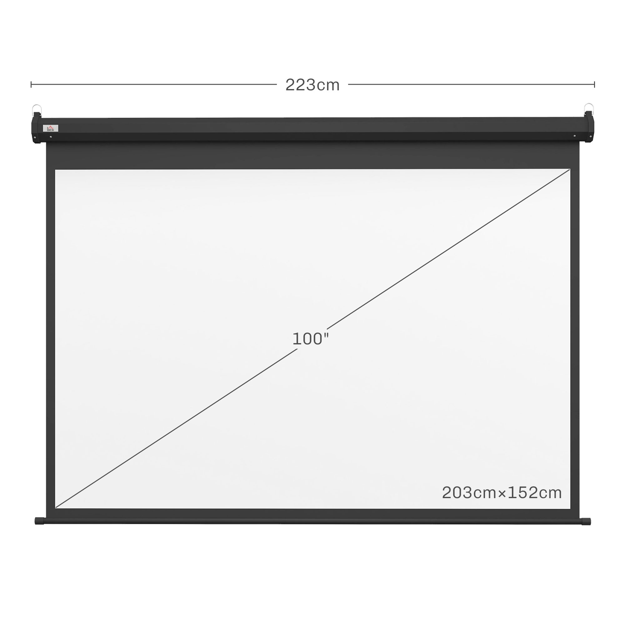 Beamer-Leinwand, Projektionsleinwand, 100 Zoll, 4:3, 203x152 cm, Schwarz