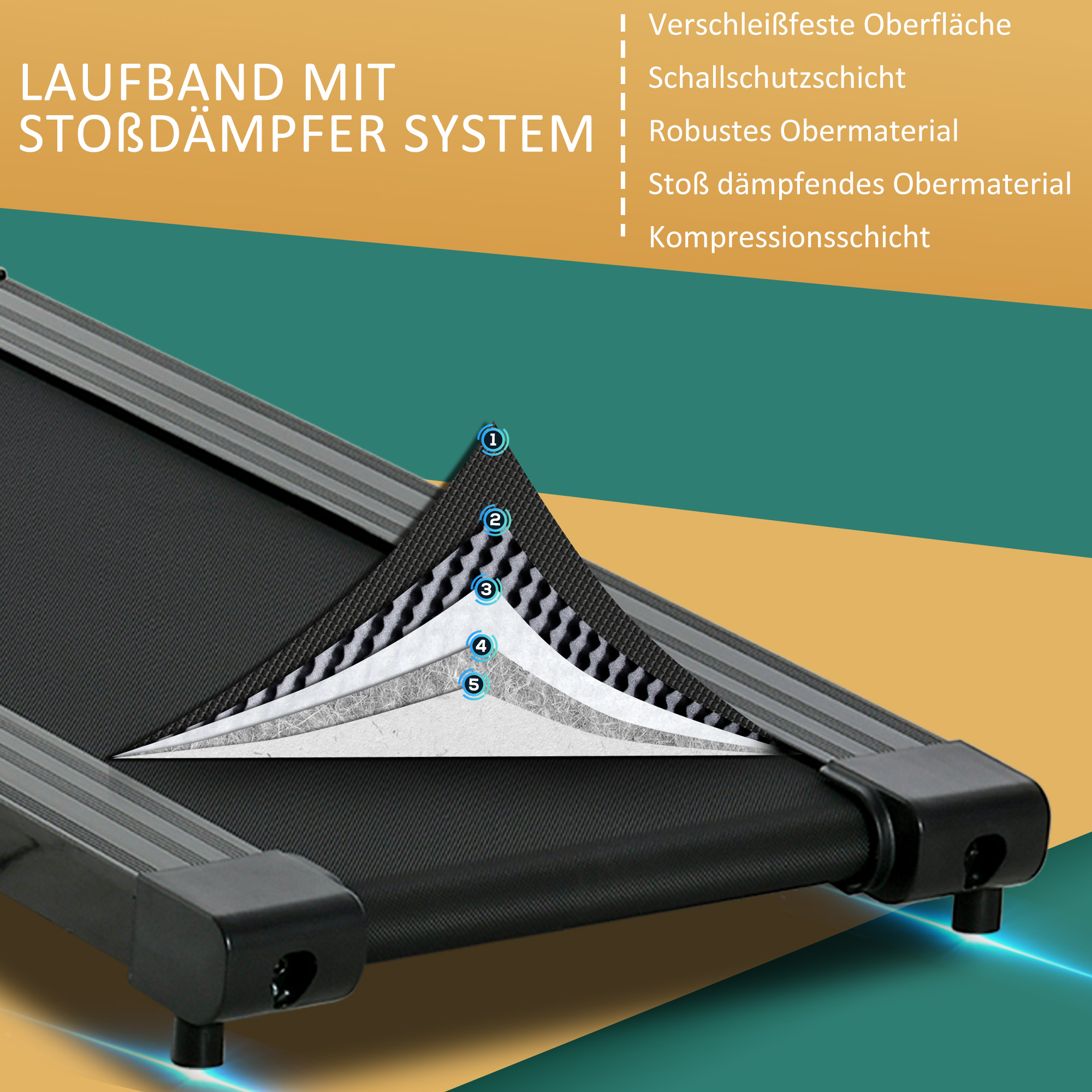 Elektrisches Laufband, faltbar, mit LCD-Display, Geschwindigkeit 0,8-10km/h und 3 Programme, Leistung 500 W, 123 x 62 x 117 cm, Schwarz