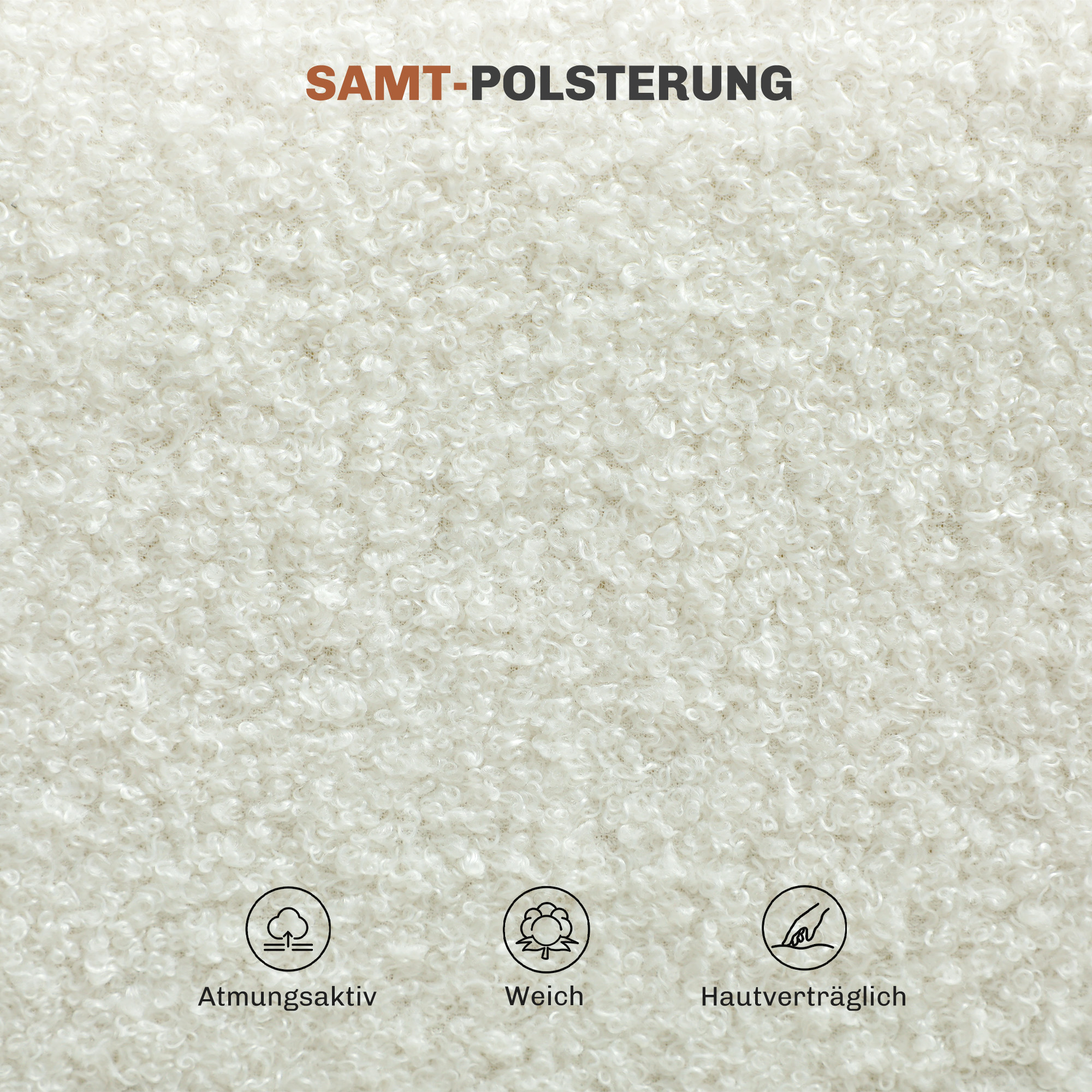 4er-Set Esszimmerstühle, weicher Stoffbezug, Stahlbeine, armloses Design, Weiß