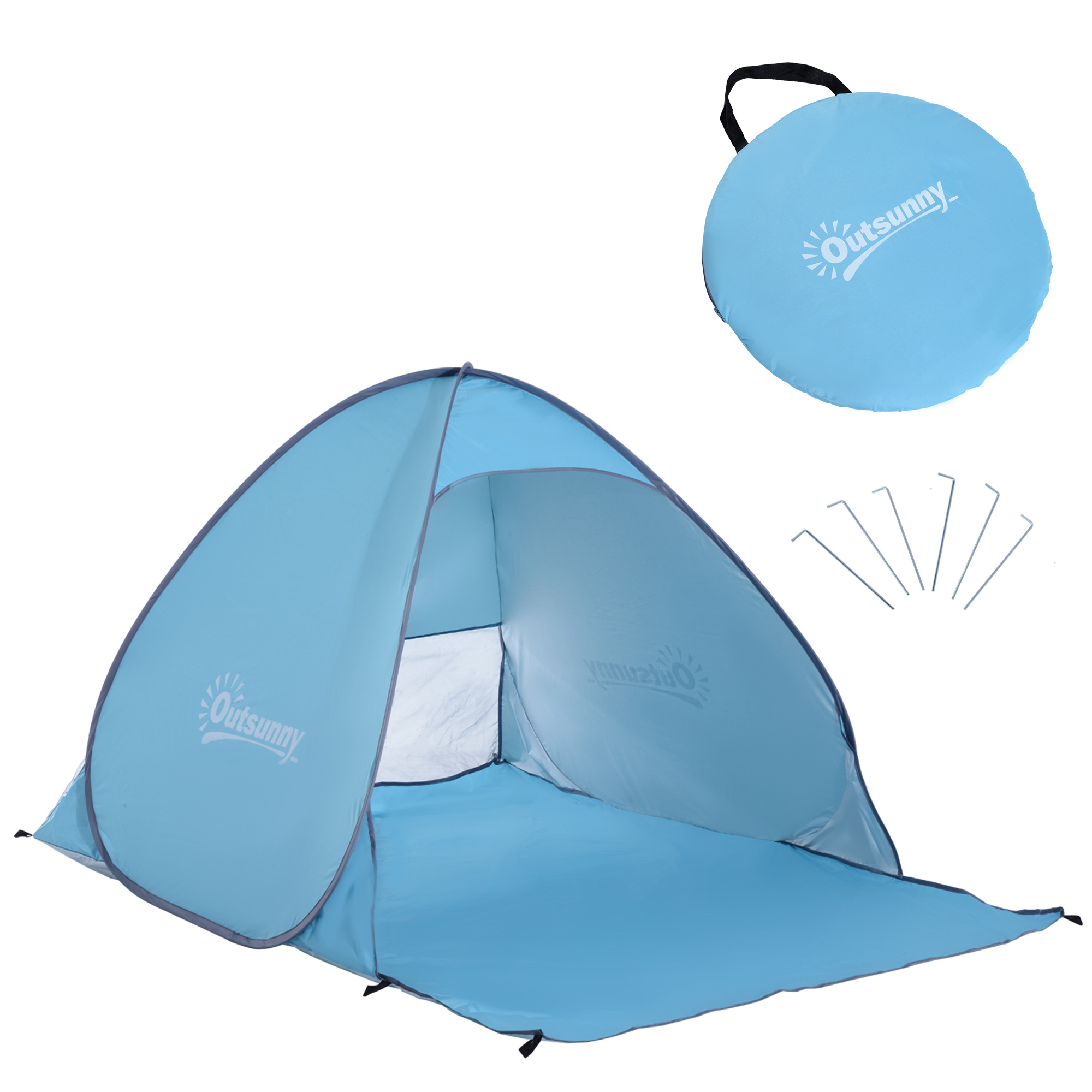 Pop-up-Zelt, Strandzelt, Campingzelt, Polyester, 200 x 150 x 119 cm, Blau Pop-up-Zelt, Strandzelt, Campingzelt, Polyester, 200 x 150 x 119 cm, Blau