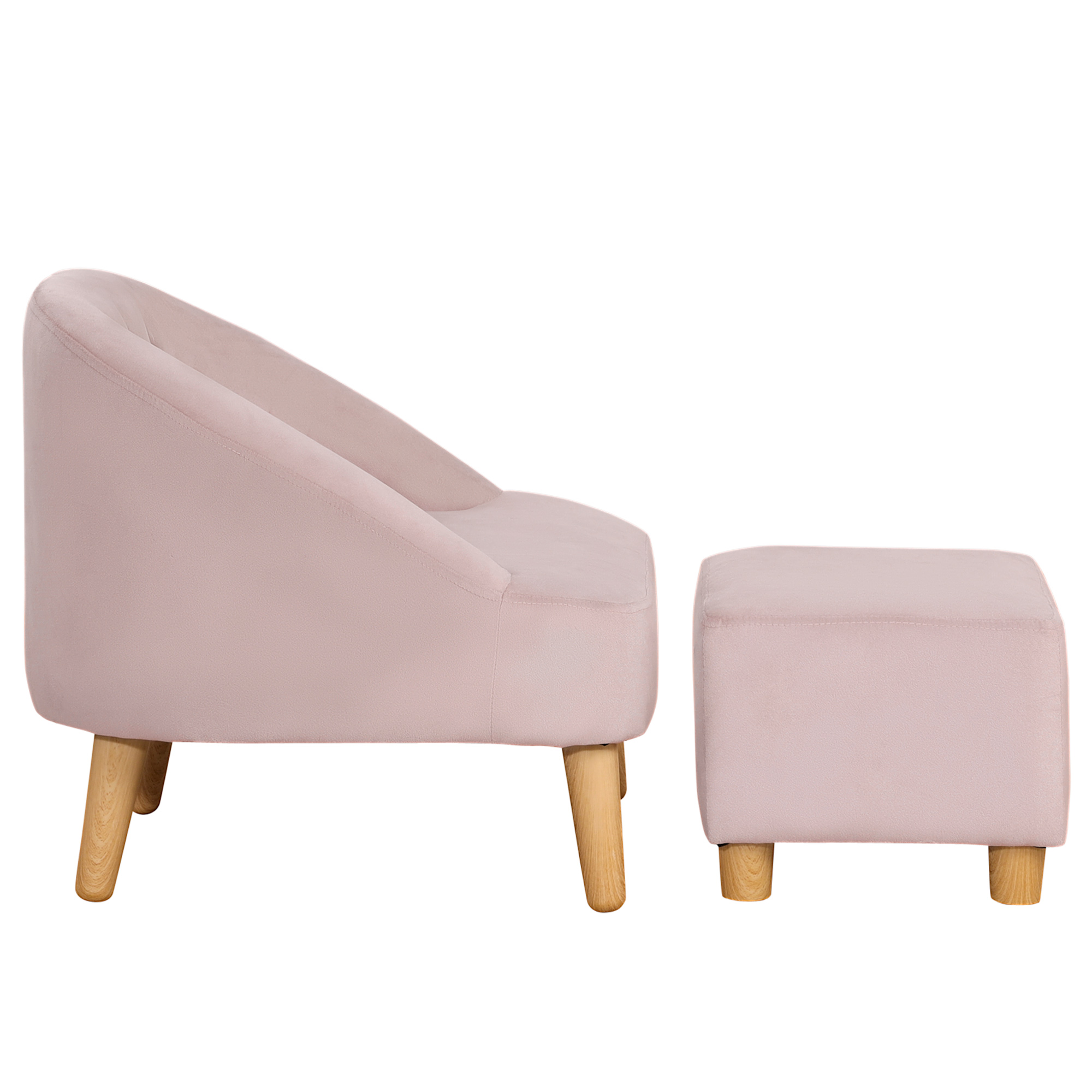 Kindersessel mit Ottomane für Kinder von 3 bis 5 Jahren Niedliches Design Samtoptik 51 cm x 51 cm x 50 cm Rosa