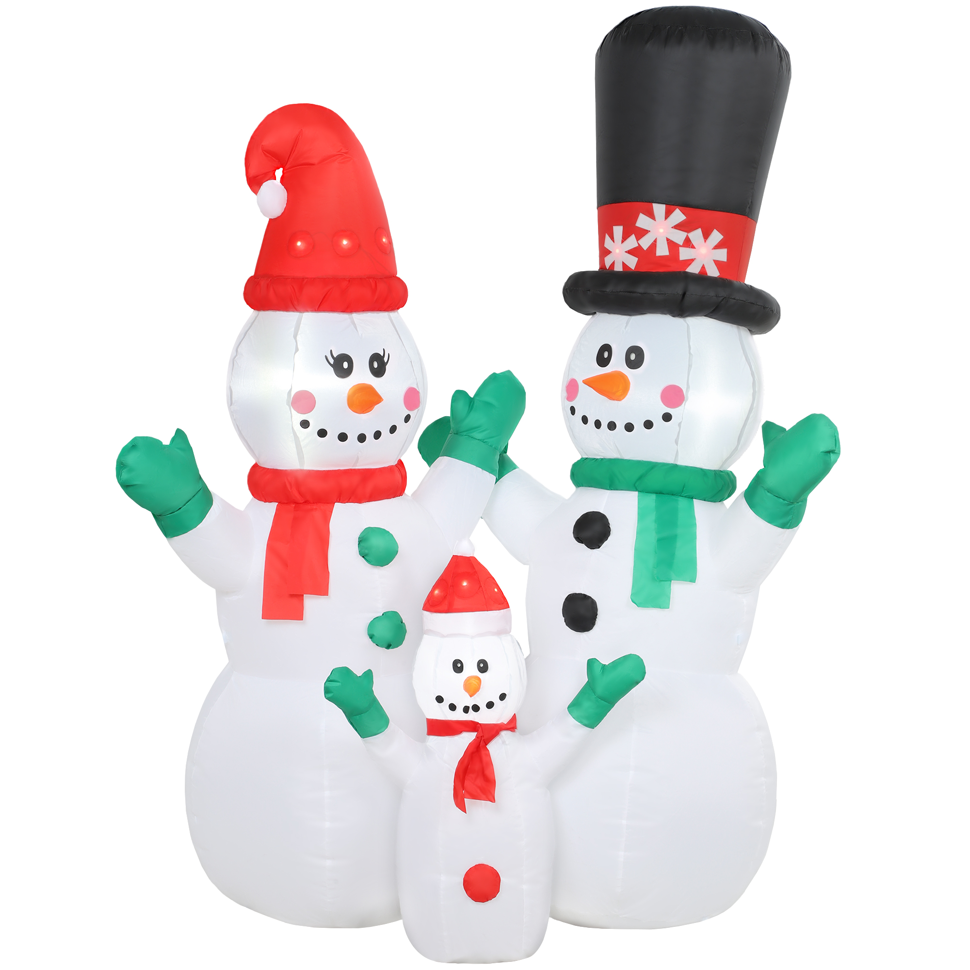 Aufblasbar Schneemann Familie, 1,8 m Weihnachtsdeko mit LED-Beleuchtung für Innen- und Außenbereich