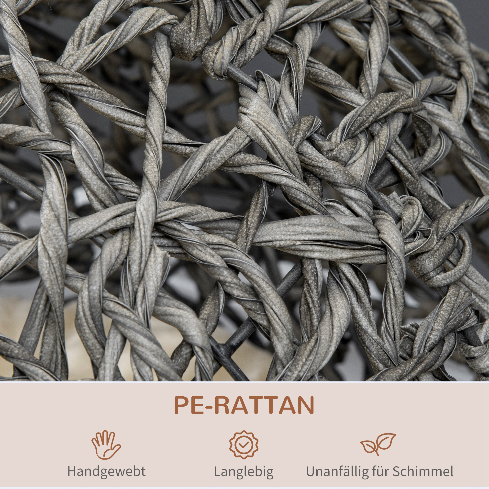 Katzenhaus aus Rattan mit Kissen Katzenschlafplatz Katzenhöhle mit erhöhten Füßen Silbergrau Ø52 x 58 cm