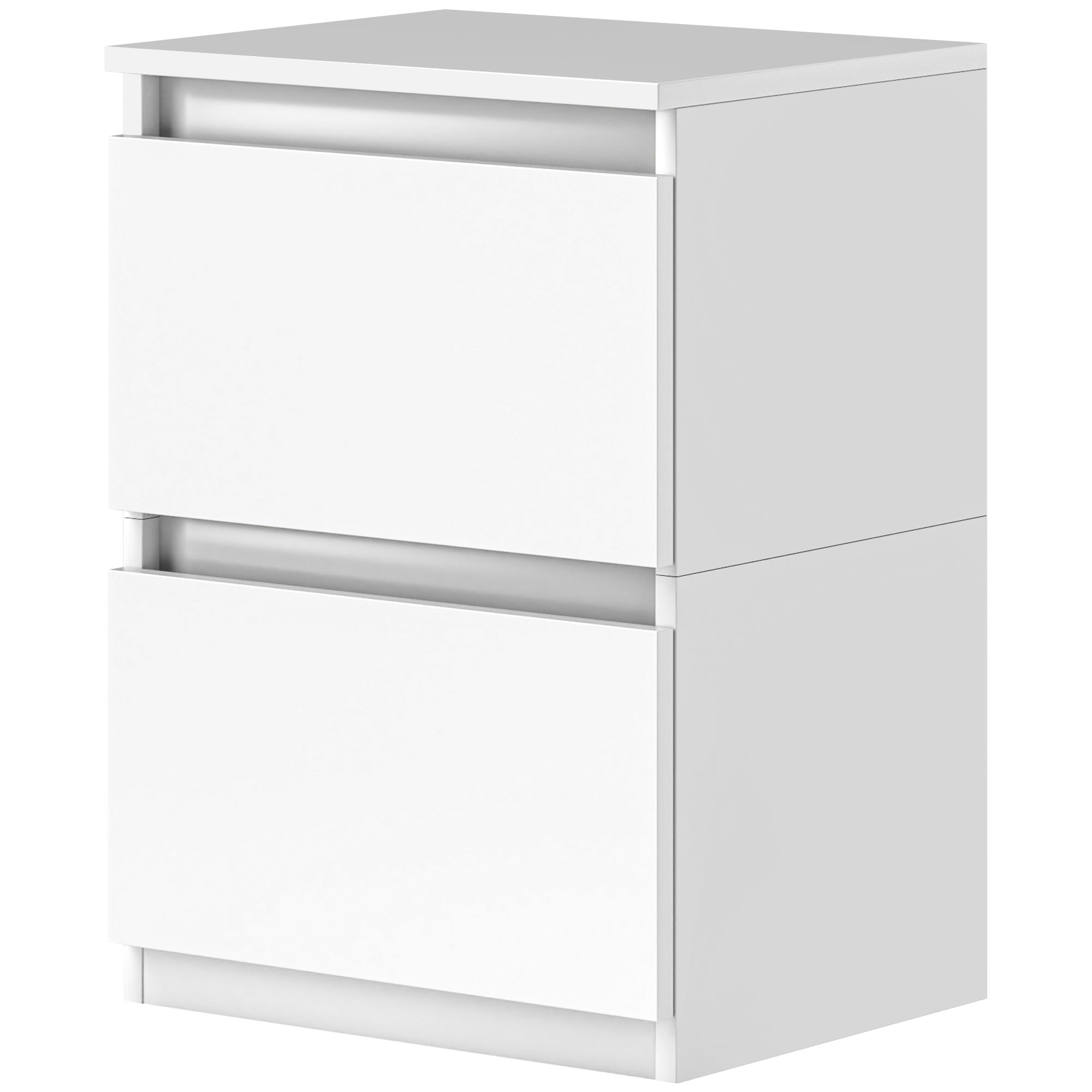 Nachttisch mit 2 Schubladen, Beistelltisch mit Stauraum, für Wohnzimmer, Schlafzimmer, Weiß