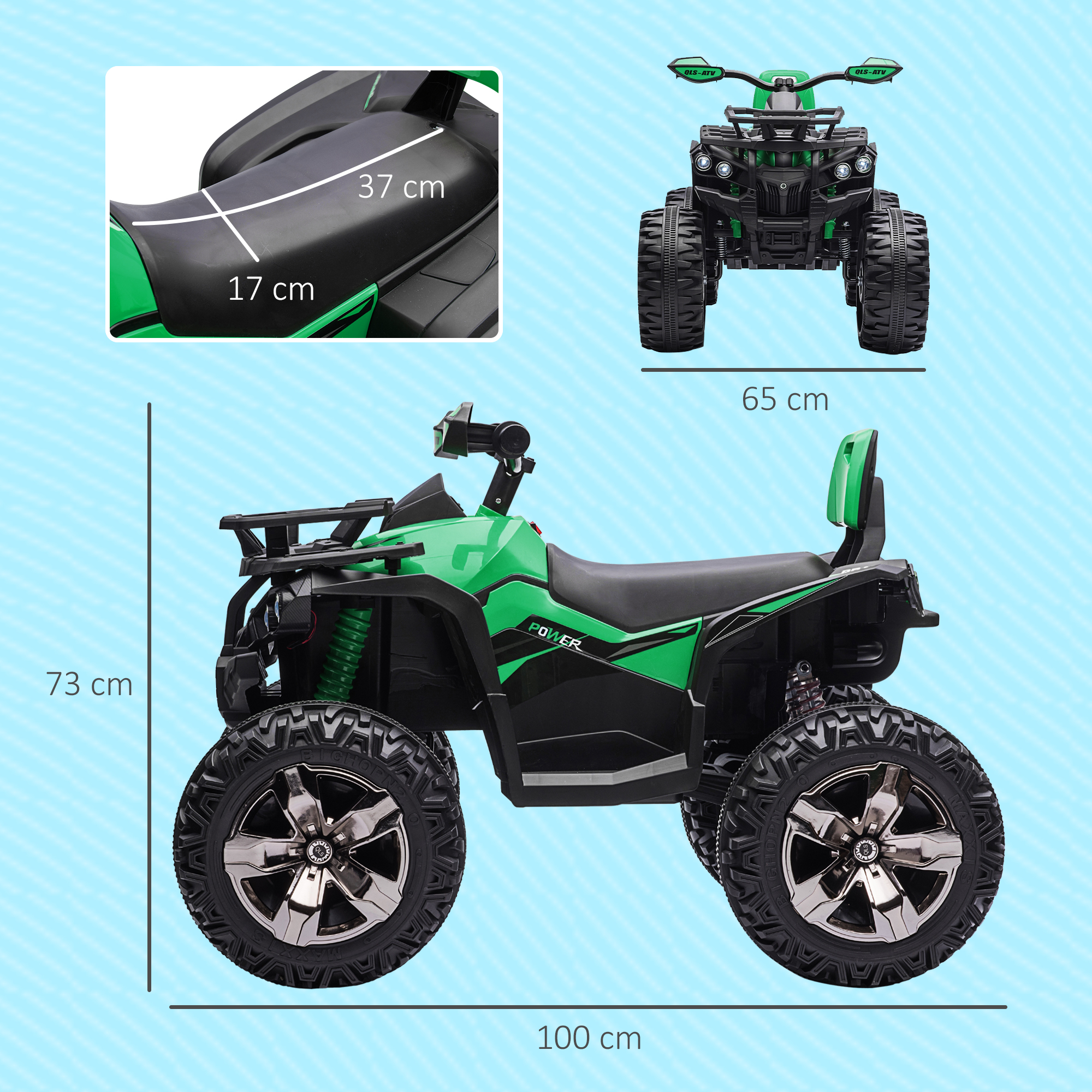 Kinderquad, Licht & Musikanschluss, 3-8 km/h, für 3-5 Jahre, Grün