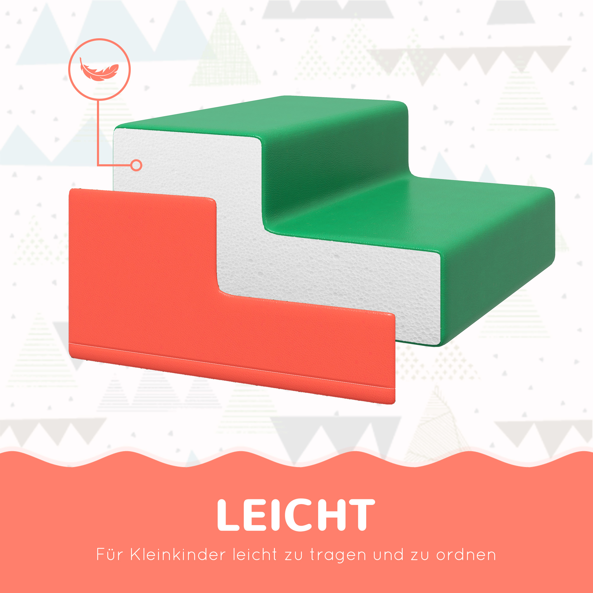 4er Softbaustein-Set zum Klettern und Rutschen, Kunstlederbezug, für Kinder im Alter von 1-3 Jahren, Mehrfarbig