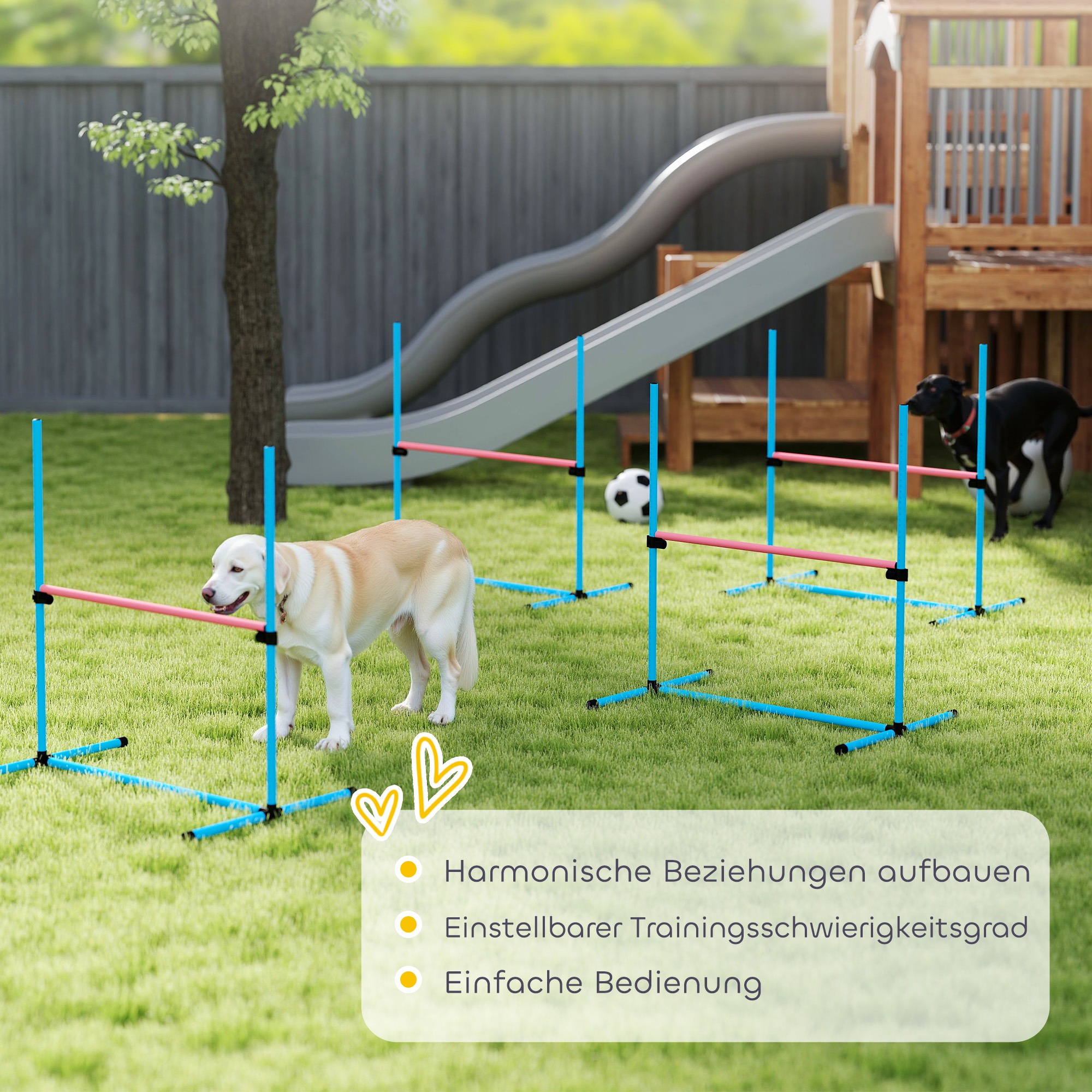 Agility Set Hunde 4-teiliges höhenverstellbar Agility-Ausrüstung mit 4 Hürden Tragetasche 99 x 65 x 94 cm Hellblau