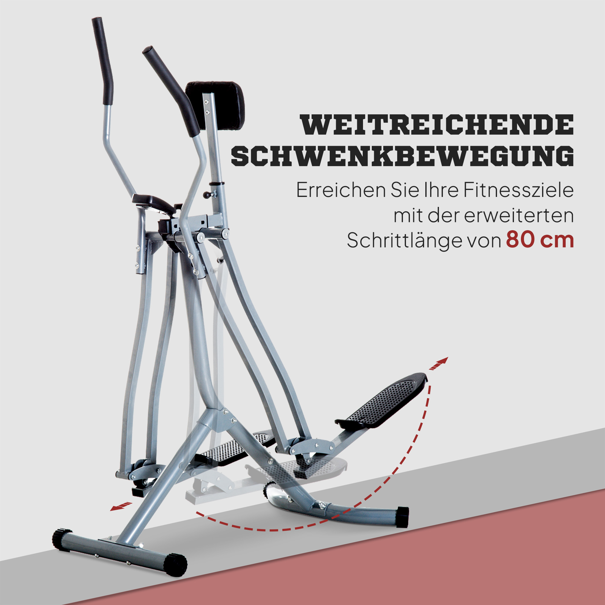 Crosstrainer, Heimtrainer, LCD-Display, einstellbares Brustpolster, Stahl, Silber, 96 x 60 x 152cm