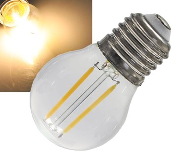 LED Tropfenlampe E27 "Filament T4", 3000k, 524lm, 230V/4W, warmweiß LED Tropfenlampe E27 "Filament T4", 3000k, 524lm, 230V/4W, warmweiß