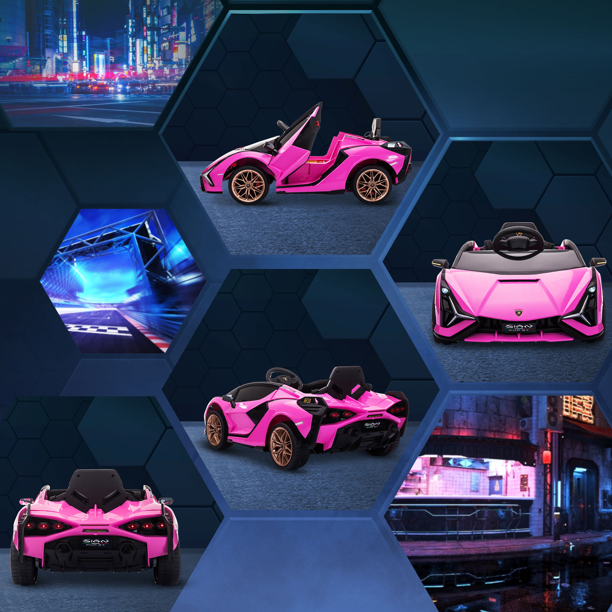 Kinder-Elektroauto, Lamborghini, 3-5 km/h, Fernsteuerung, für 3-5 Jahre, Rosa