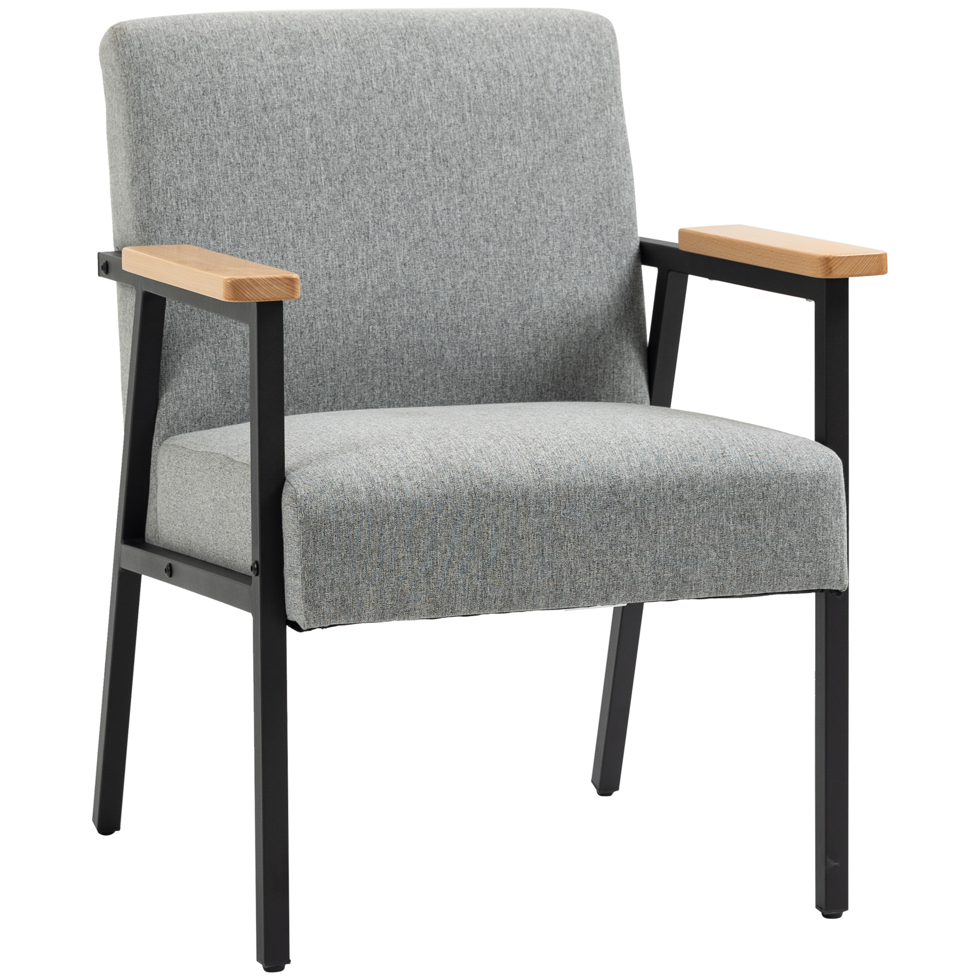 Akzentsessel im Skandidesign, Ruhesessel ,Akzentstuhl, Leinenoptik, Kautschukholz, Grau + Schwarz + Braun Akzentsessel im Skandidesign, Ruhesessel ,Akzentstuhl, Leinenoptik, Kautschukholz, Grau + Schwarz + Braun
