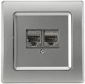 DELPHI Netzwerk-Dose 2x CAT6, inkl. Rahmen, UP, silber DELPHI Netzwerk-Dose 2x CAT6, inkl. Rahmen, UP, silber