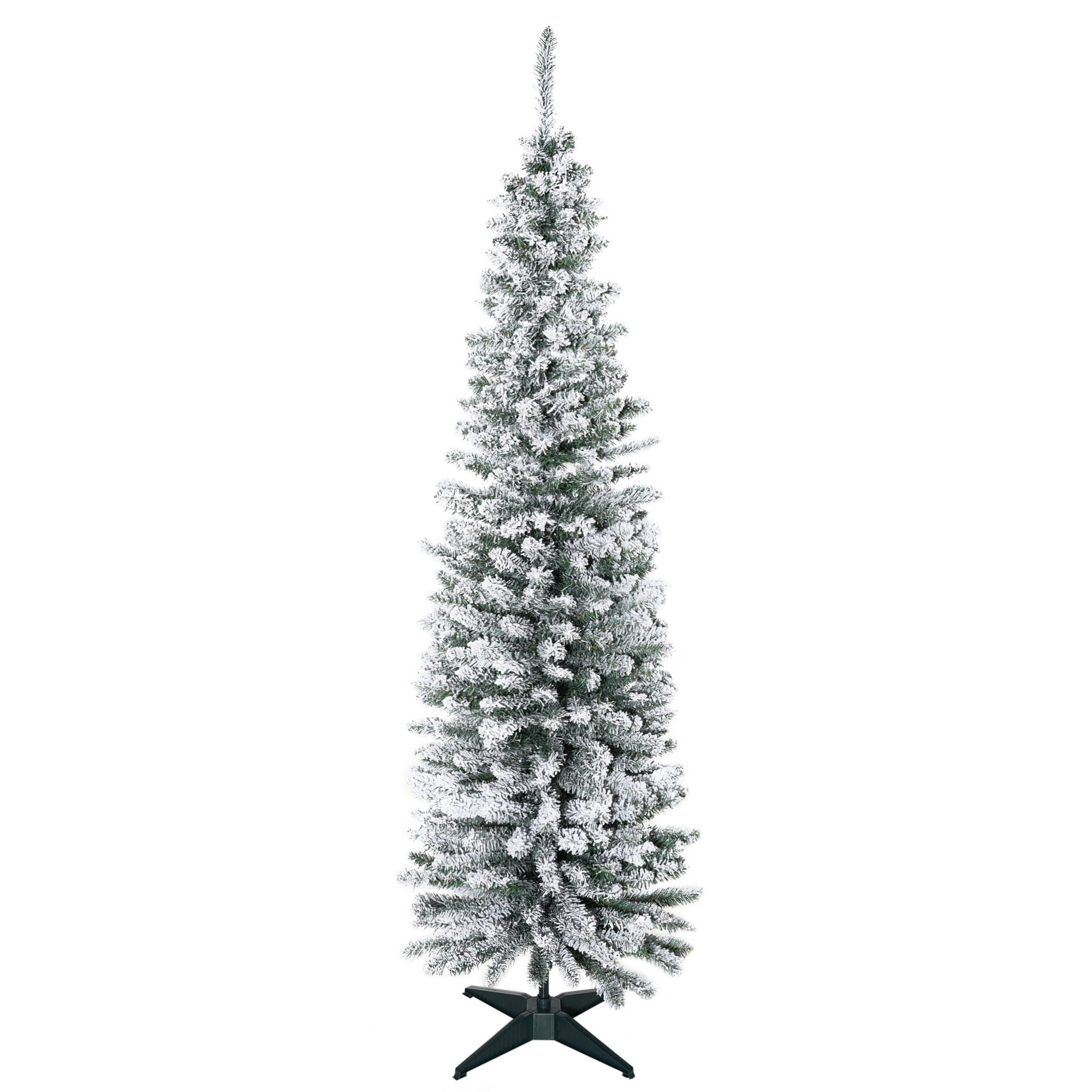 Künstlicher Weihnachtsbaum, 210 cm, beschneite PVC-Zweige, klappbar, Metallständer, Grün/Weiß
