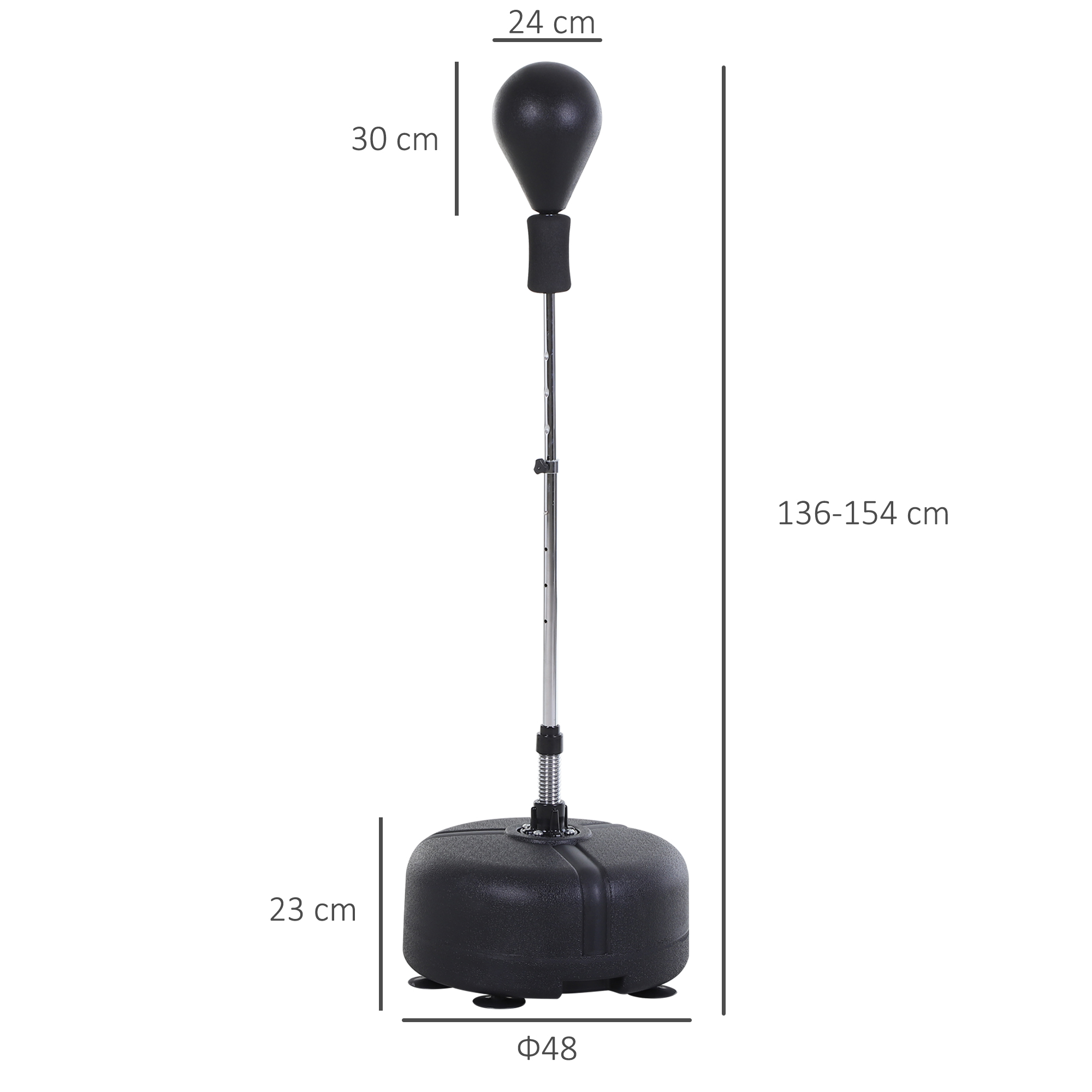 Punchingball Set Standbox Training Set 136-154 cm höhenverstellbar mit 1 paar Handschuhe Geeignet für Profis und Anfänger Schwarz