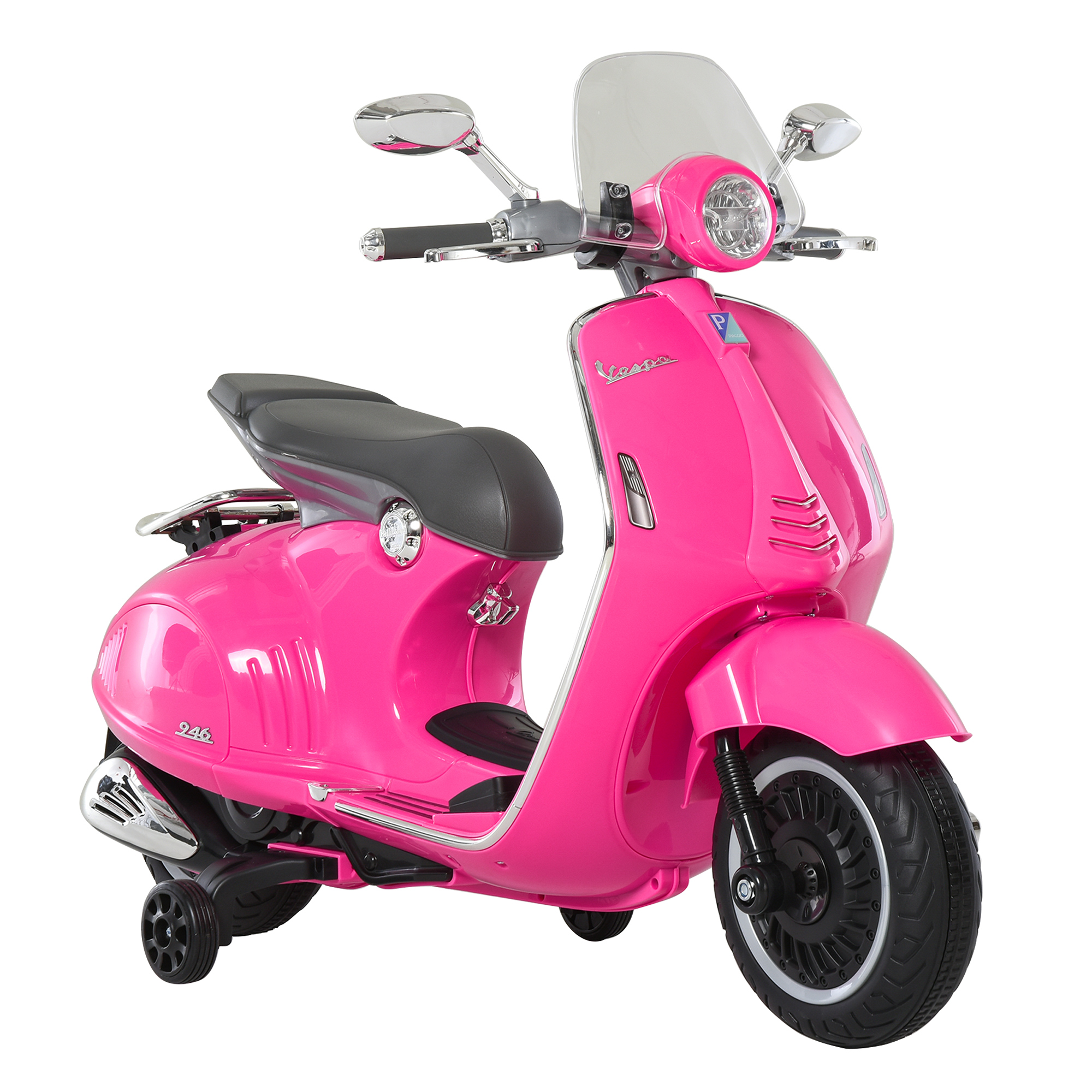 Elektro-Motorrad für Kinder mit MP3-Musik, Scheinwerfern, 3-6 Jahre, Kunstleder, Metall, 108 x 49 x 75 cm, Rosa