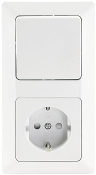 MILOS Set Steckdose + Schalter + Rahmen, 250V~/ 16A, Steckanschluss, Matt-weiß MILOS Set Steckdose + Schalter + Rahmen, 250V~/ 16A, Steckanschluss, Matt-weiß