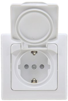 DELPHI Schutzkontakt-Steckdose IP44, 250V~/ 16A, inkl. Rahmen, UP, weiß DELPHI Schutzkontakt-Steckdose IP44, 250V~/ 16A, inkl. Rahmen, UP, weiß