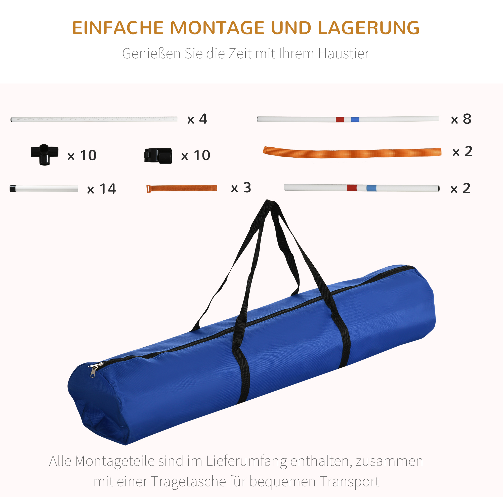3-tlg, Hunde Agility Set Training für Haustiere Hundetrainigsset Inklusive Tasche Leicht zu tragen Kunststoff Weiß+Gelb