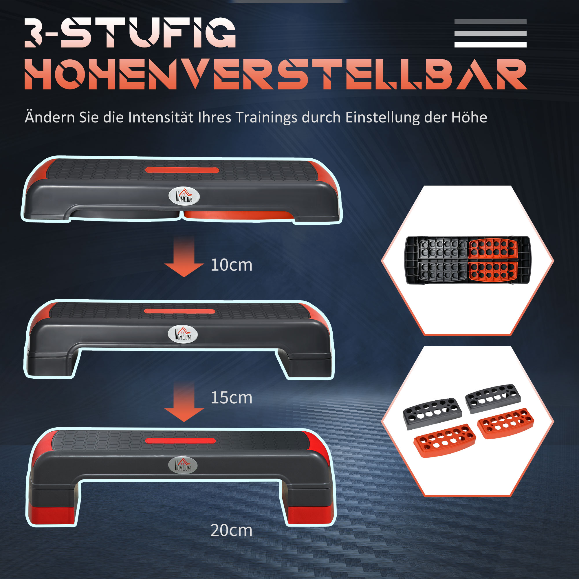 Stepper höhenverstellbare Stepper Aerobic Stepper, Rot + Schwarz