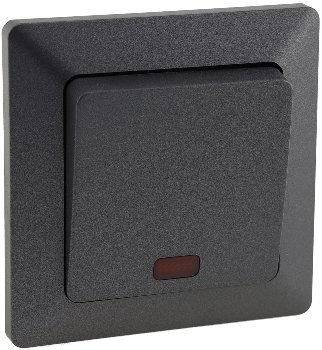 MILOS Kontroll-Schalter mit Lämpchen, 250V~/ 10A, inkl. Rahmen, UP, Anthrazit