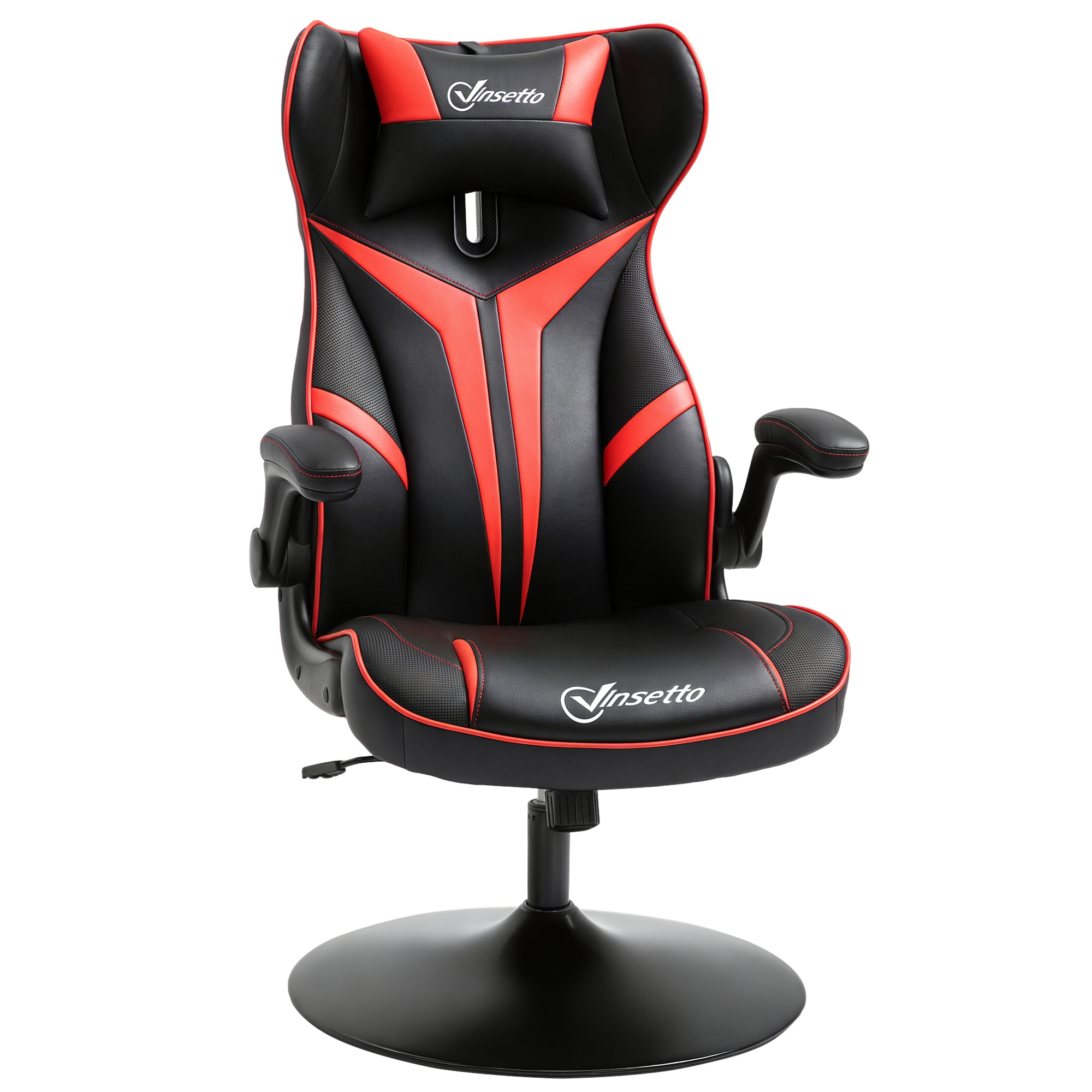Gaming Stuhl ergonomischer Computerstuhl mit Wippfunktion Drehstuhl höhenverstellbar Stahl Schwarz+Rot 67 x 70 x 106-112 cm