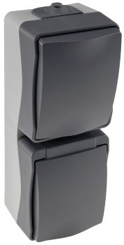 NUQUI Feuchtraum Schalter & Steckdose, IP54, Aufputz, 250V~/ 10A/16A, Vertikal