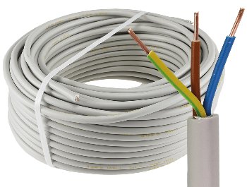 Stromleitung "NYM-J", 50m, isoliert, 3G2,5, grau, Außen-Ø 8,2mm, Ring
