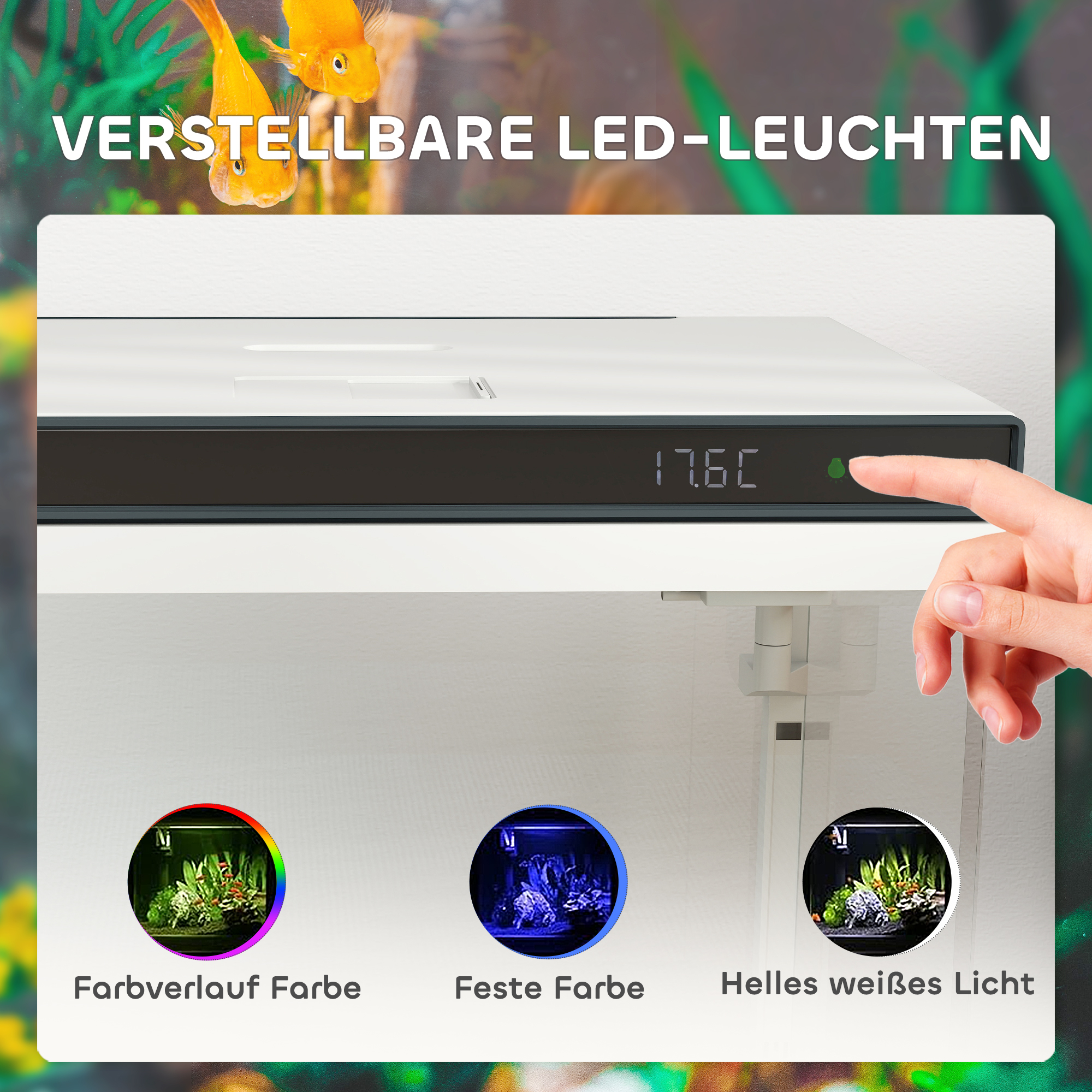 26 Liter Aquarium mit Filter, LED-Beleuchtung, Wasserpumpe, für verschiedene Fischarten, ca, 38 x 26 x 38 cm