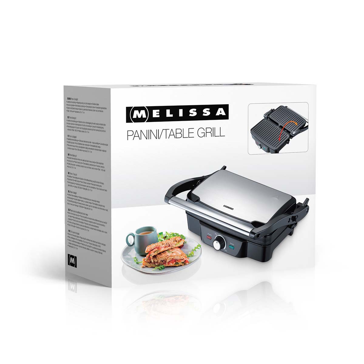 Panini / Tischgrill 1600W schwarz / Gehäuse aus Edelstahl