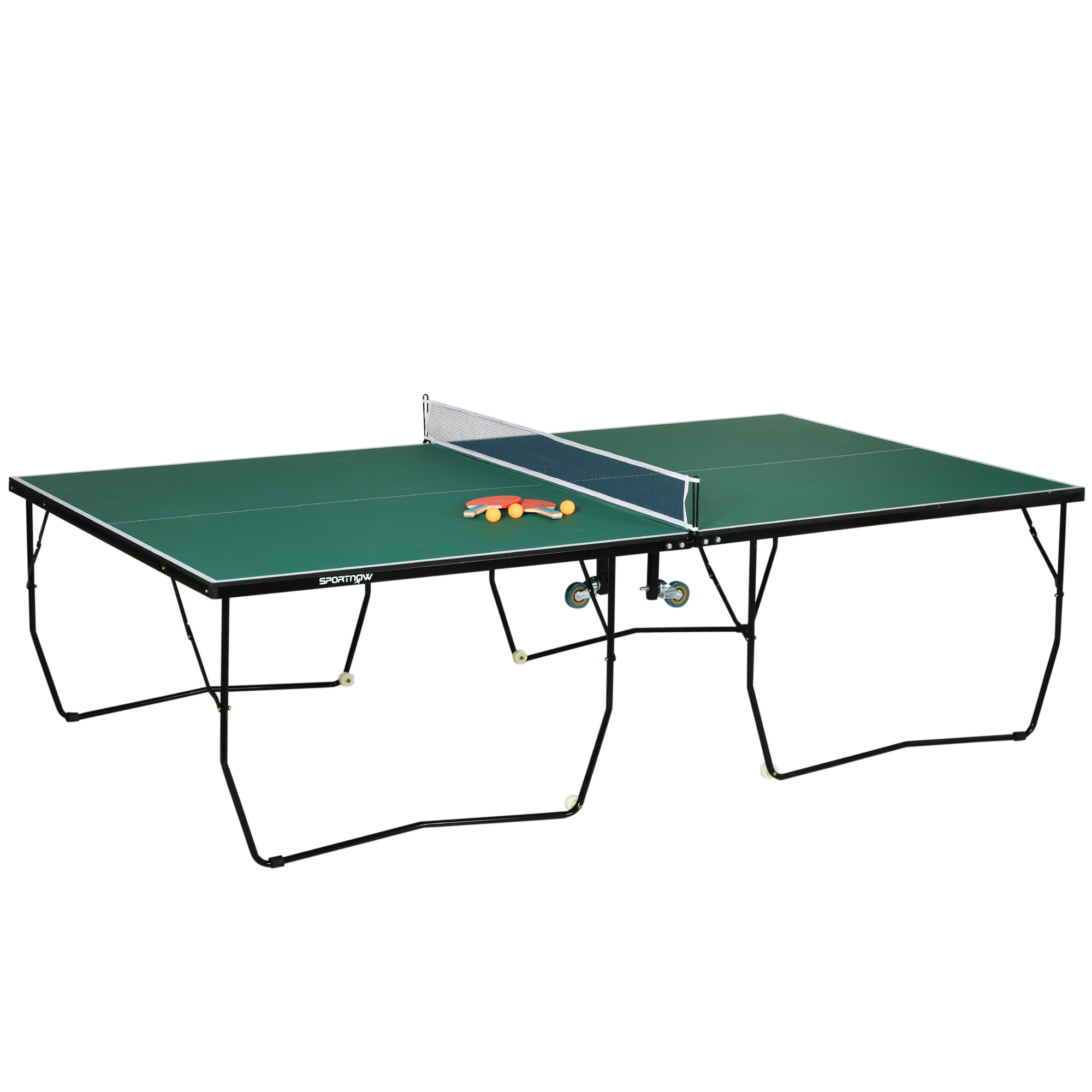 Tischtennisplatte Tischtennis-Set, klappbar, 8 Rollen, inkl, Schläger u, Bälle, 274 cm x 152,5 cm x 76 cm, Grün