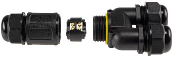 Kabelverbinder Y-Form, IP68, 450V/24A, Schraubanschluss, für Kabel Ø 8-12mm