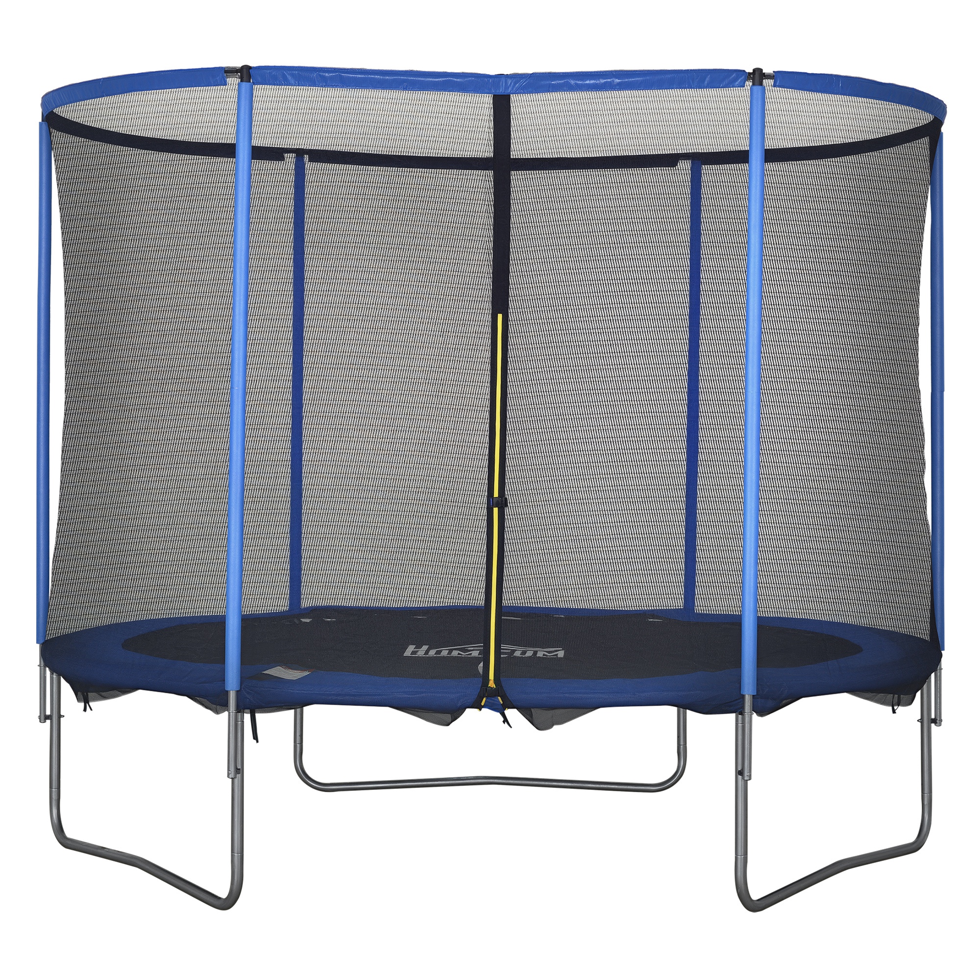 Trampolin mit Sicherheitsnetz Gartentrampolin für Innen- und Außenbereich Fitnesstrampolin für Kinder und Erwachsene Stahl Blau+Schwarz bis 113,6 kg Ø305 x 248H cm