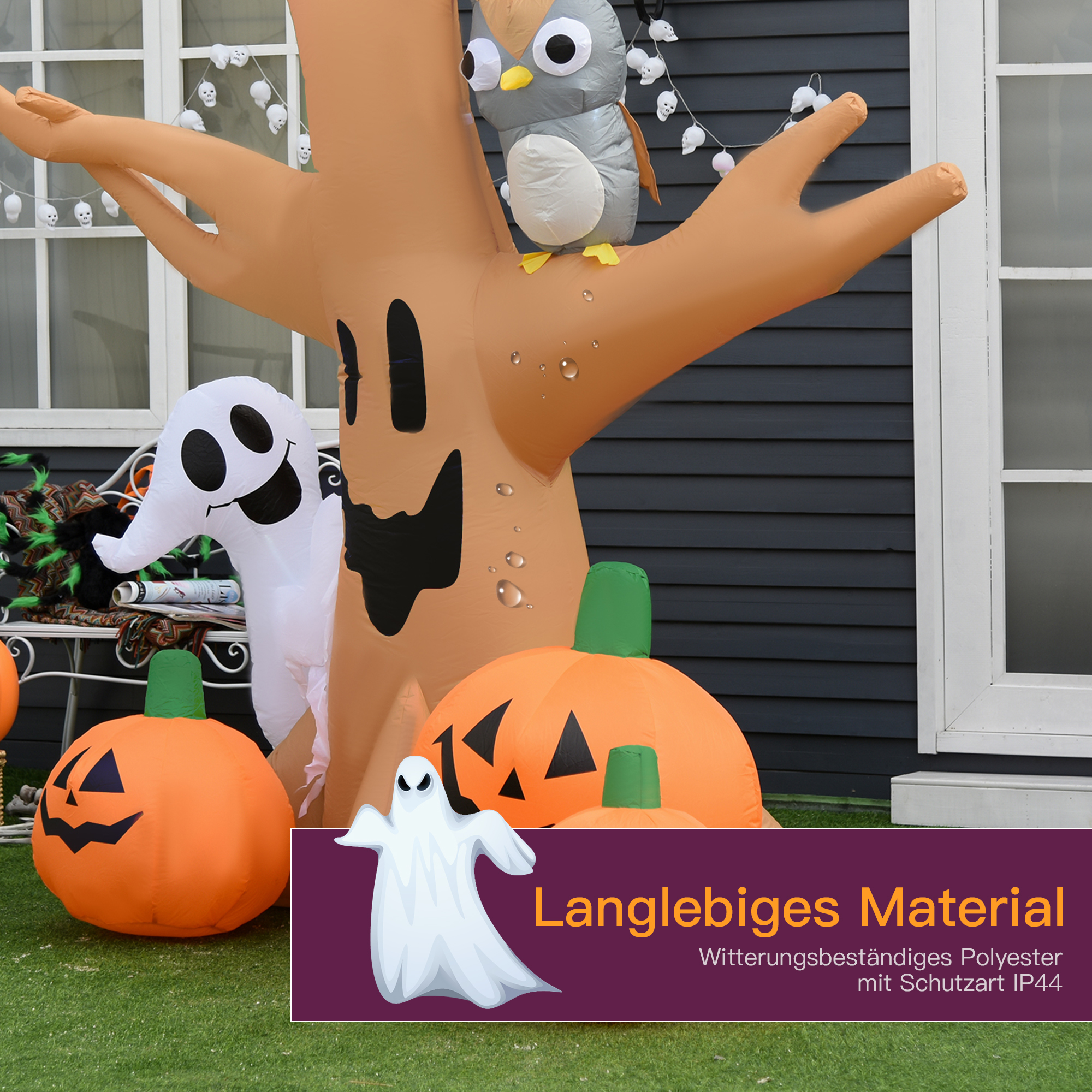 Halloween Aufblasbares Spukgespenst Luftfigur Aufleuchtend Deko 120/ 240 cm (Aufblasbarer Spukbaum)
