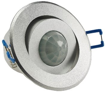 Decken-Einbau-Bewegungsmelder 360° Alu, PIR Sensor, 6m, schwenkbar, silber
