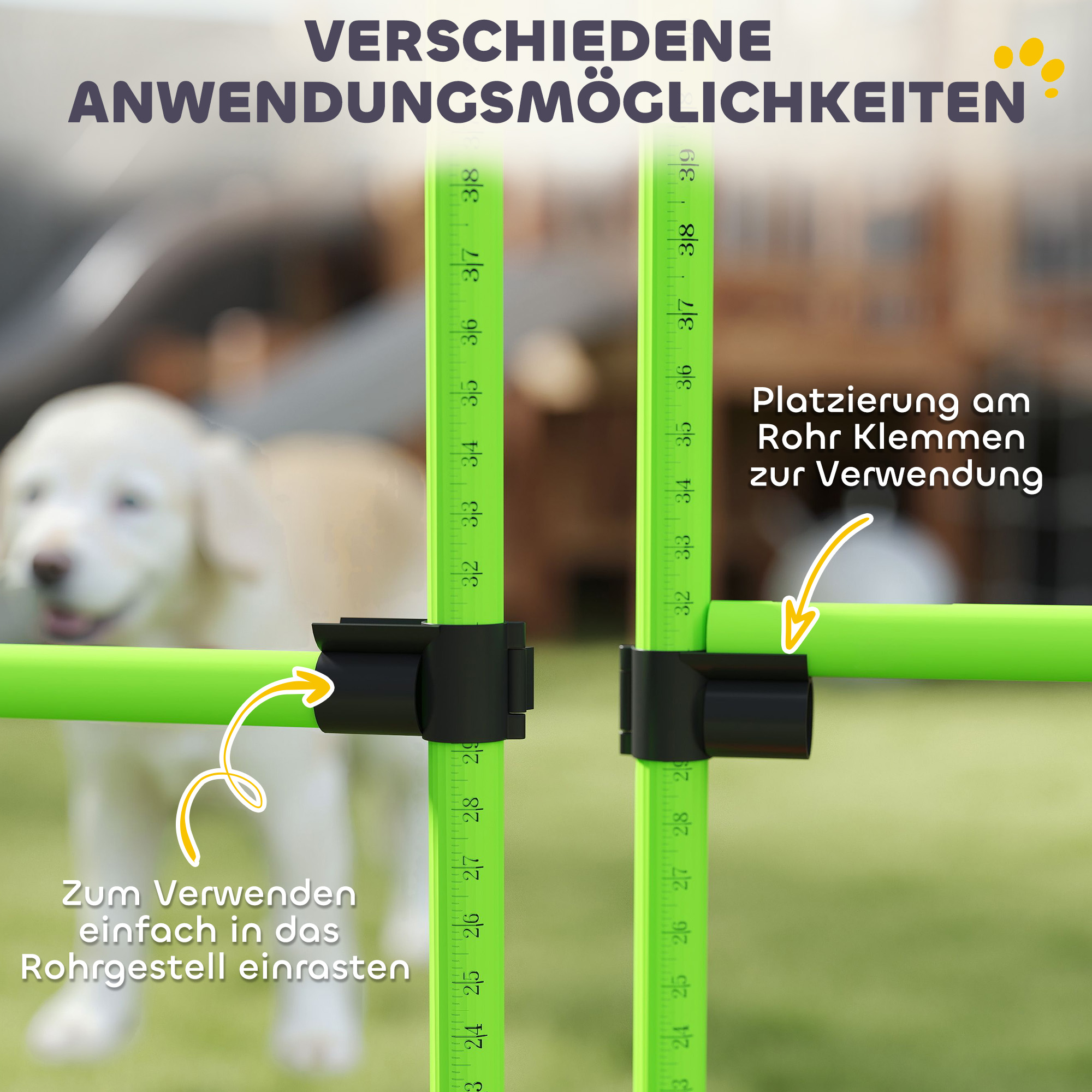 Agility Set Hunde 4-teiliges höhenverstellbar Agility-Ausrüstung mit 4 Hürden Tragetasche 99 x 65 x 94 cm Grün
