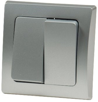 DELPHI Serien-Schalter 2-fach, 250V~/ 10A, inkl. Rahmen, UP, silber