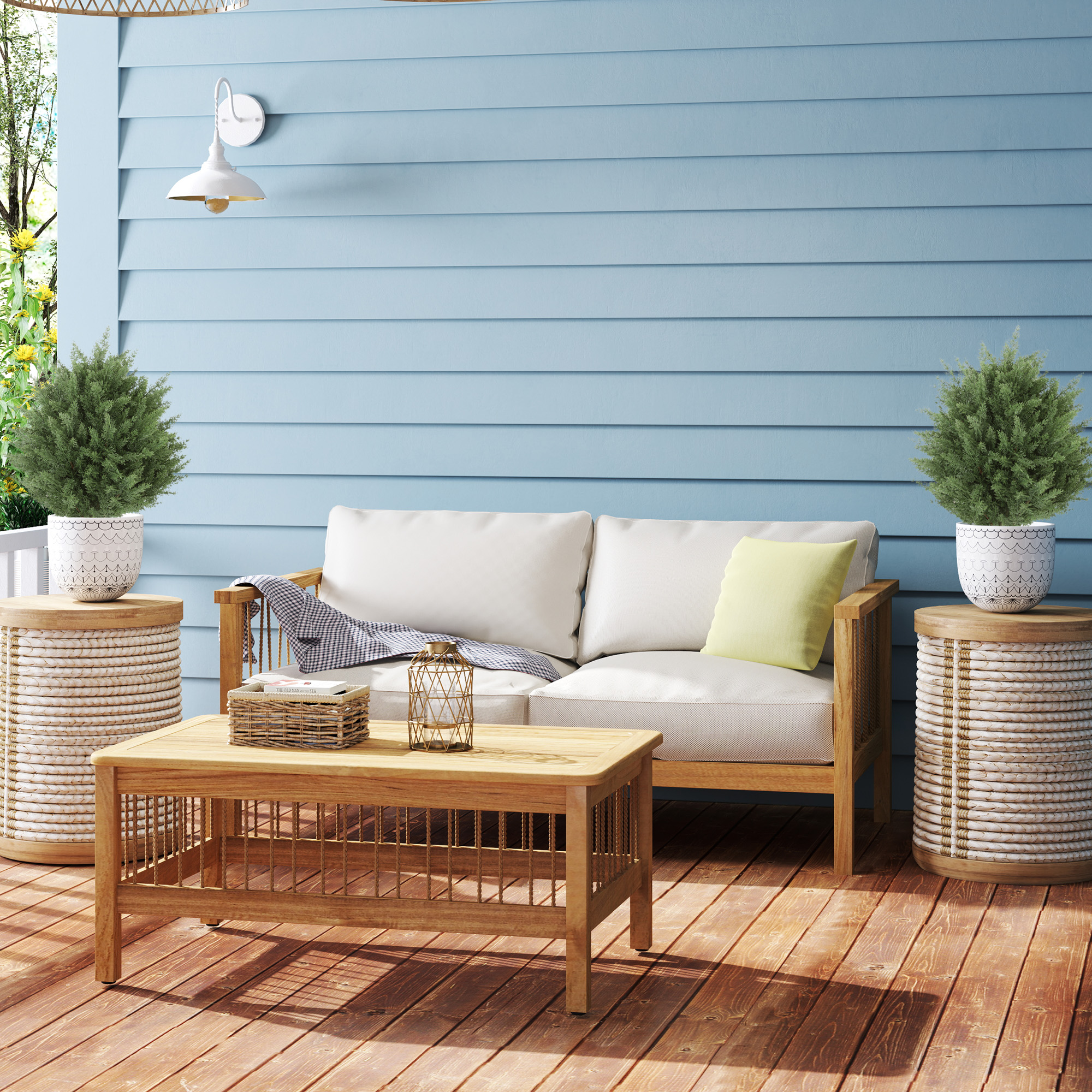 2er-Set künstliche Pflanzen, UV-beständige Kunstpflanze Zypresse mit 387 Blättern und Erdspieß, Ø40 x 60H cm, Grün